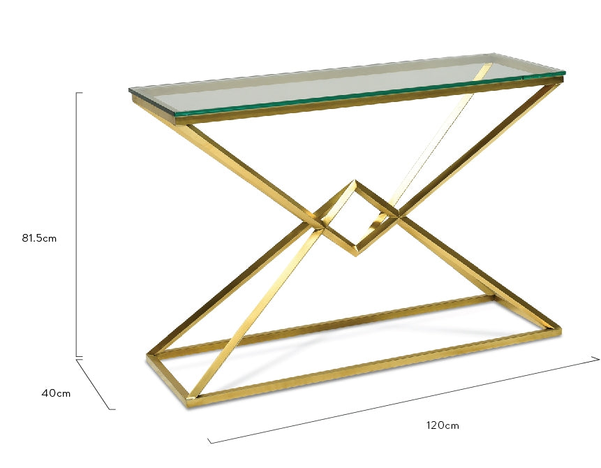 Hayes 1.2m Glass Console Table - Gold Base