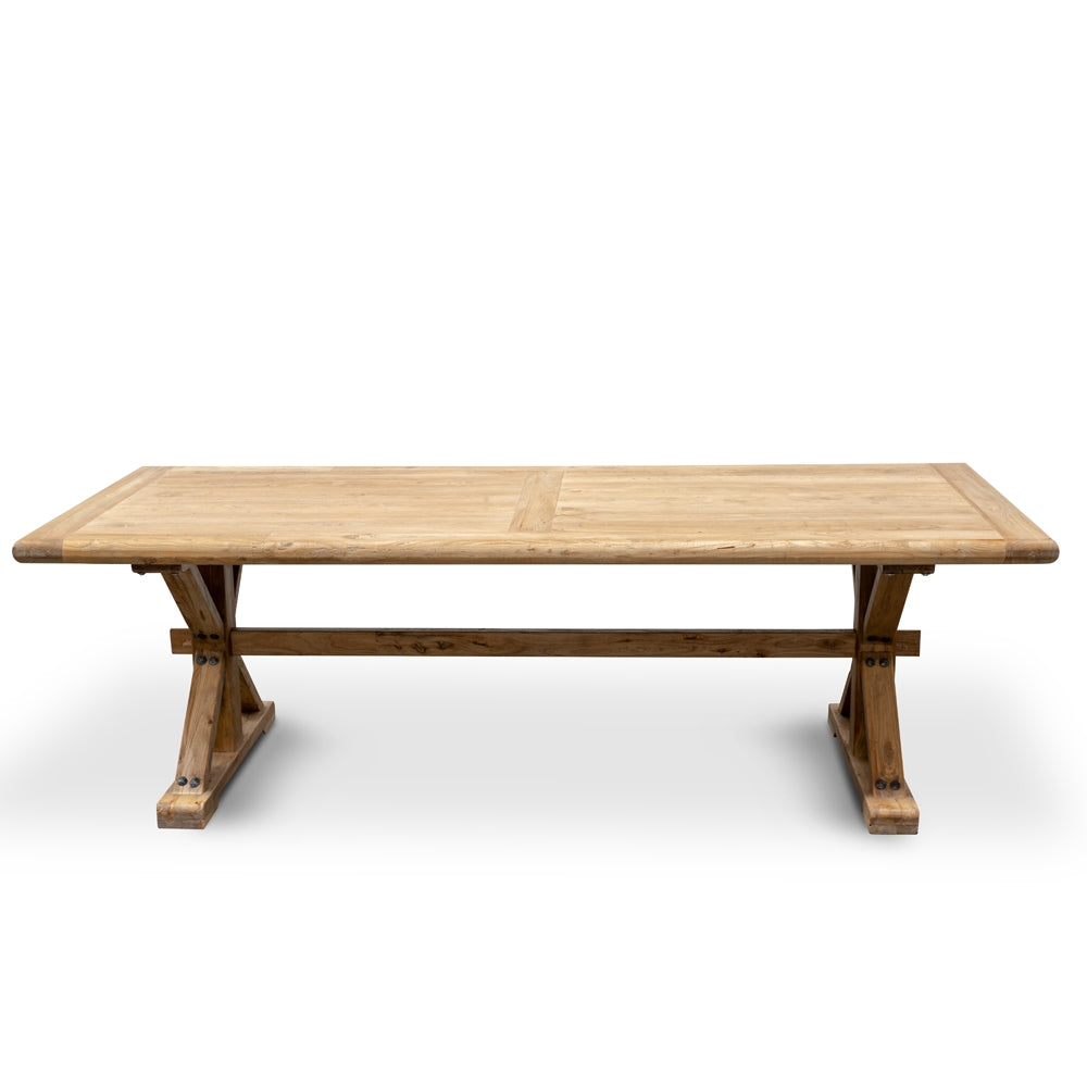 Marcus Elm Wood 2.4m Dining Table - Rustic Natural