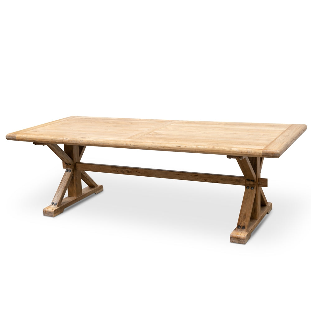 Marcus Elm Wood 2.4m Dining Table - Rustic Natural