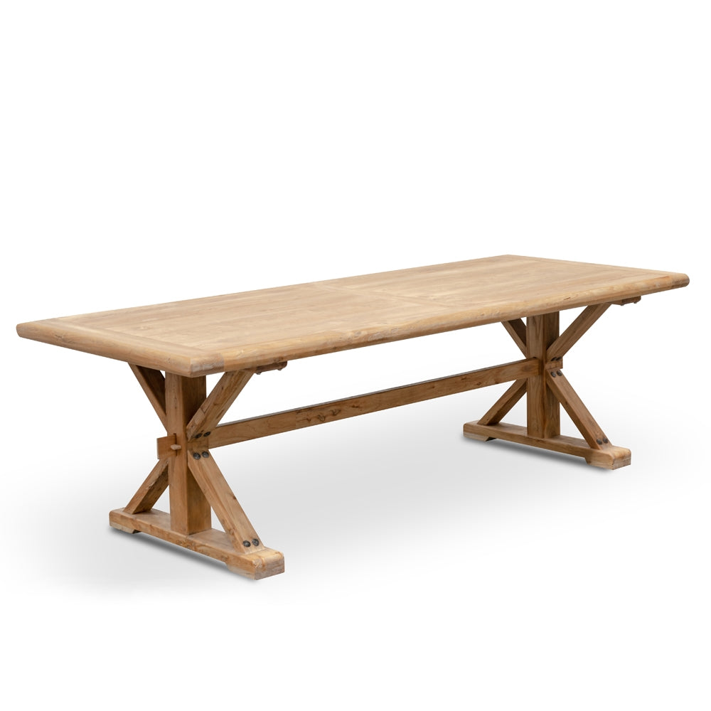 Marcus Elm Wood 2.4m Dining Table - Rustic Natural