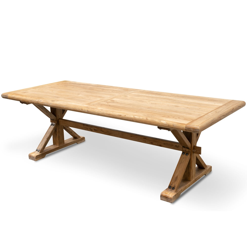 Marcus Elm Wood 2.4m Dining Table - Rustic Natural