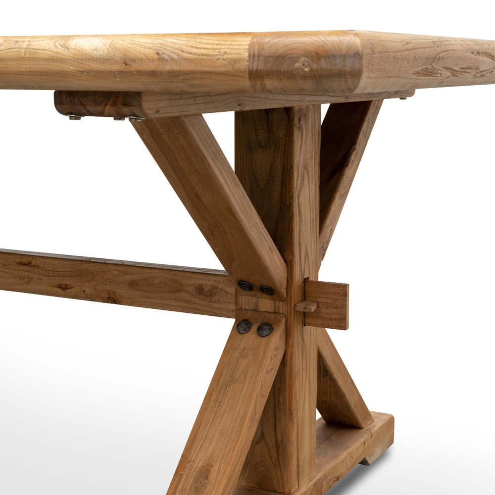 Marcus Elm Wood 2.4m Dining Table - Rustic Natural