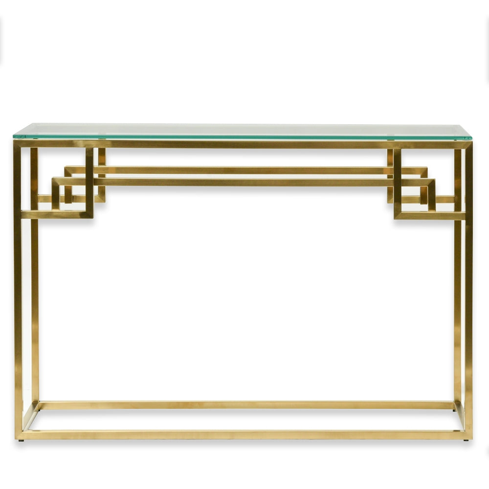 Anderson 1.15m Console Glass Table - Brushed Gold Base