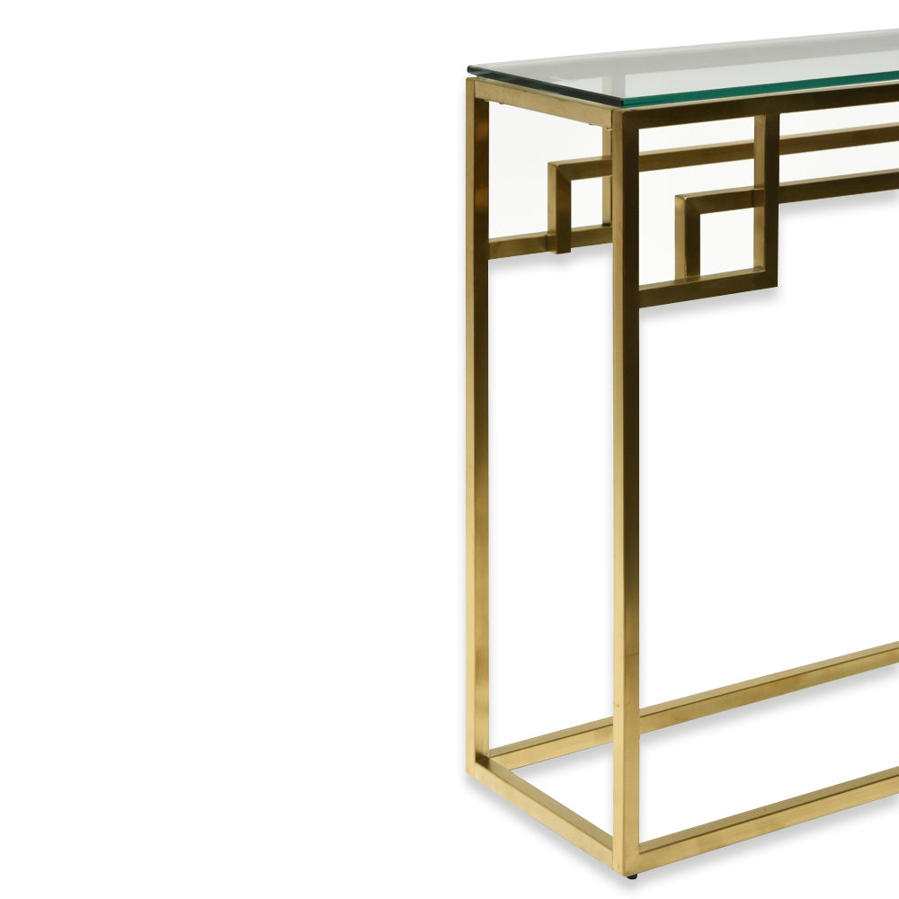 Anderson 1.15m Console Glass Table - Brushed Gold Base