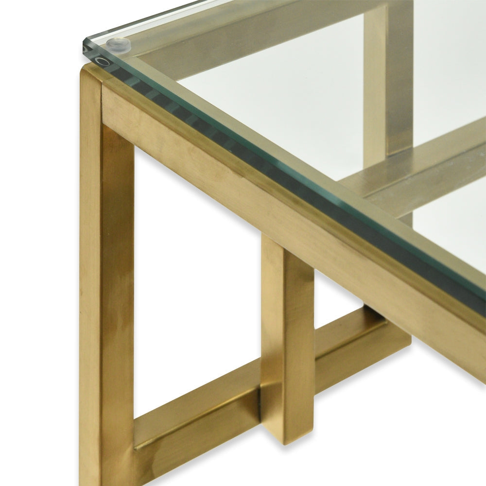 Anderson 1.15m Console Glass Table - Brushed Gold Base