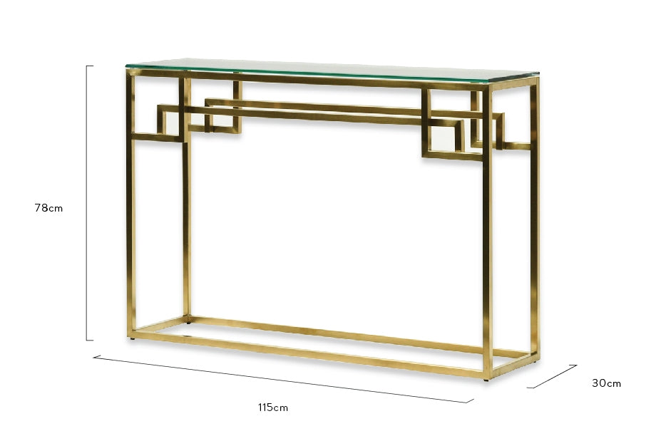 Anderson 1.15m Console Glass Table - Brushed Gold Base