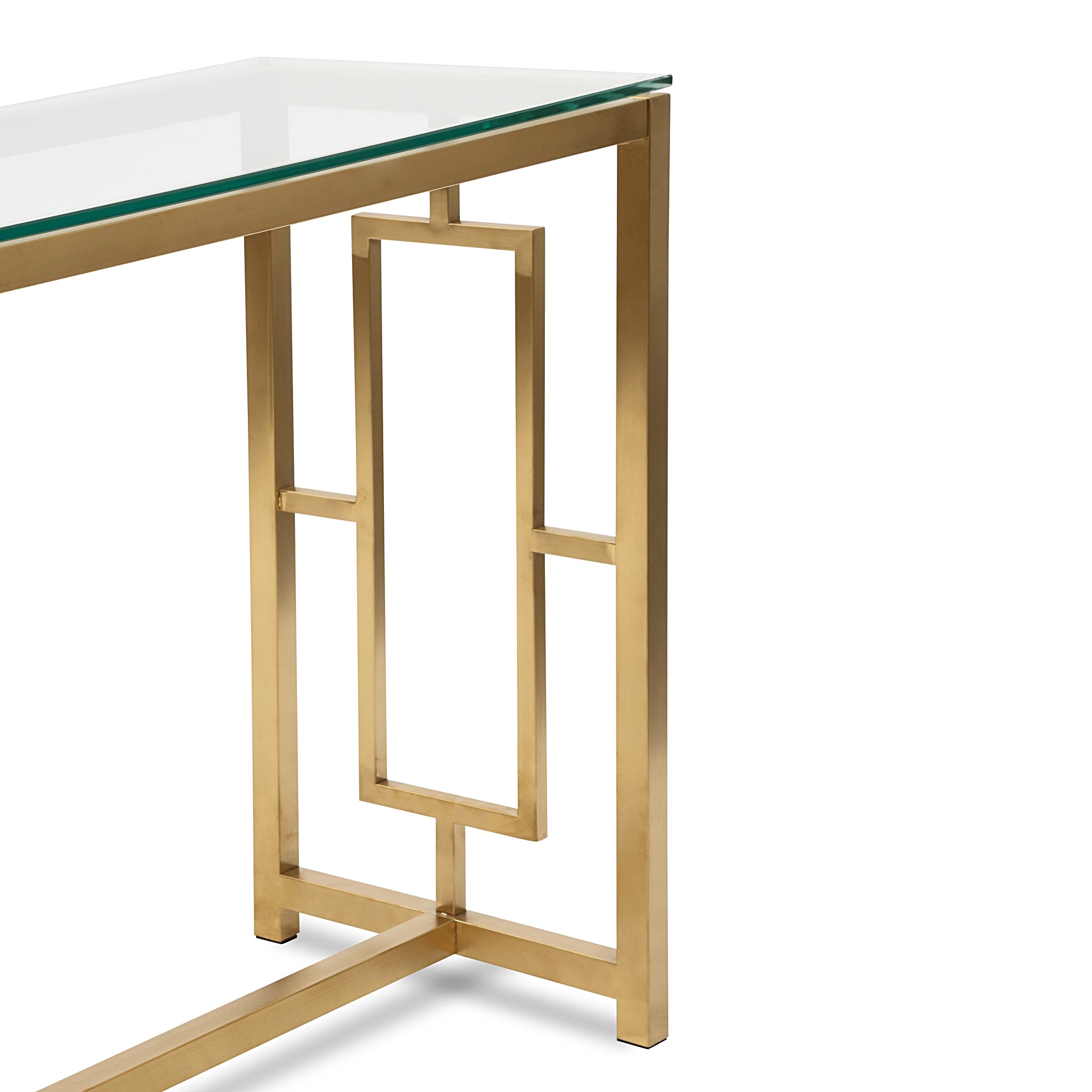 Giovanna Glass Console table - Brushed Gold Base