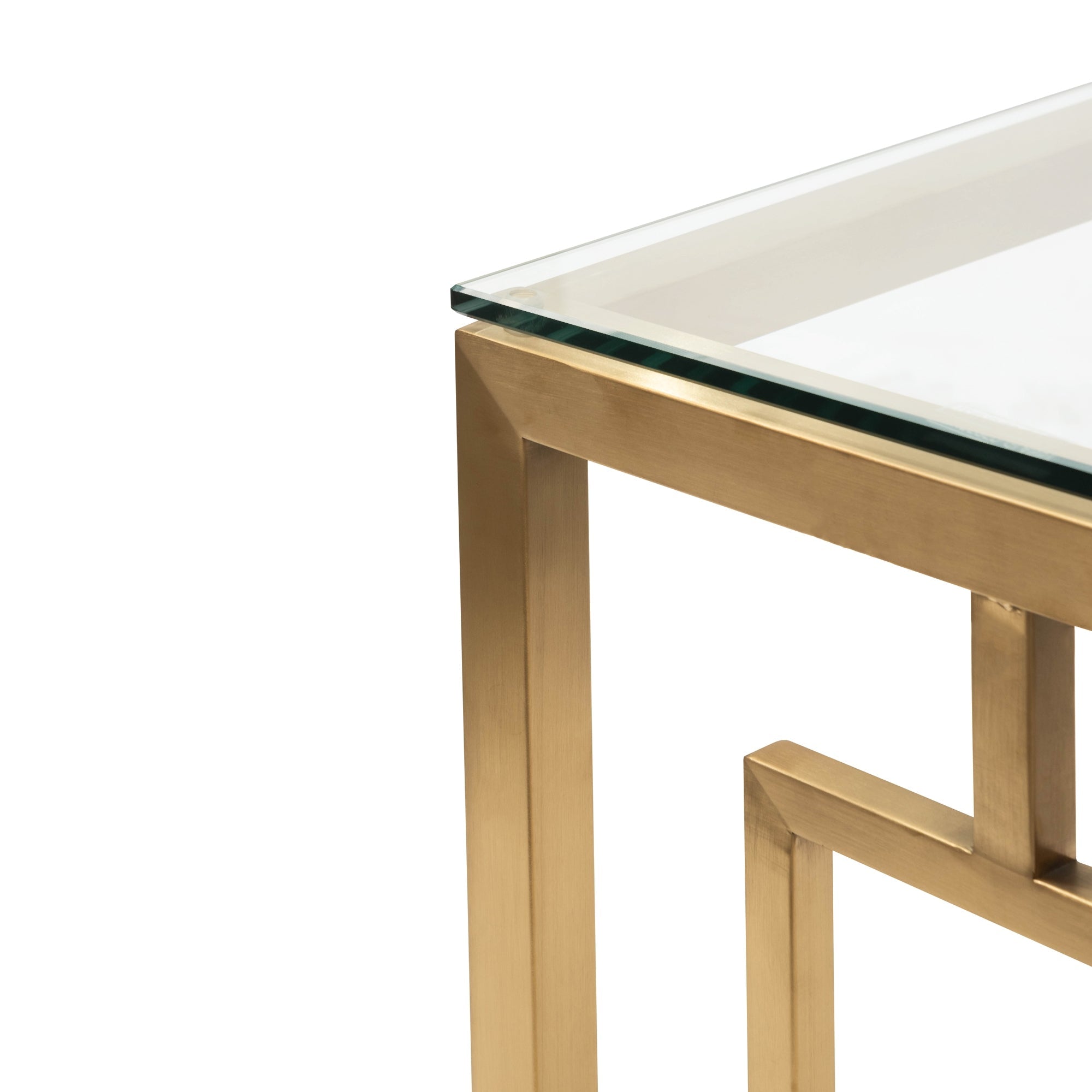 Giovanna Glass Console table - Brushed Gold Base