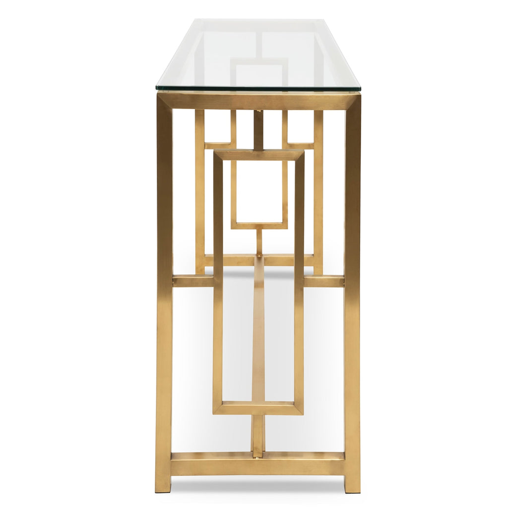 Giovanna Glass Console table - Brushed Gold Base