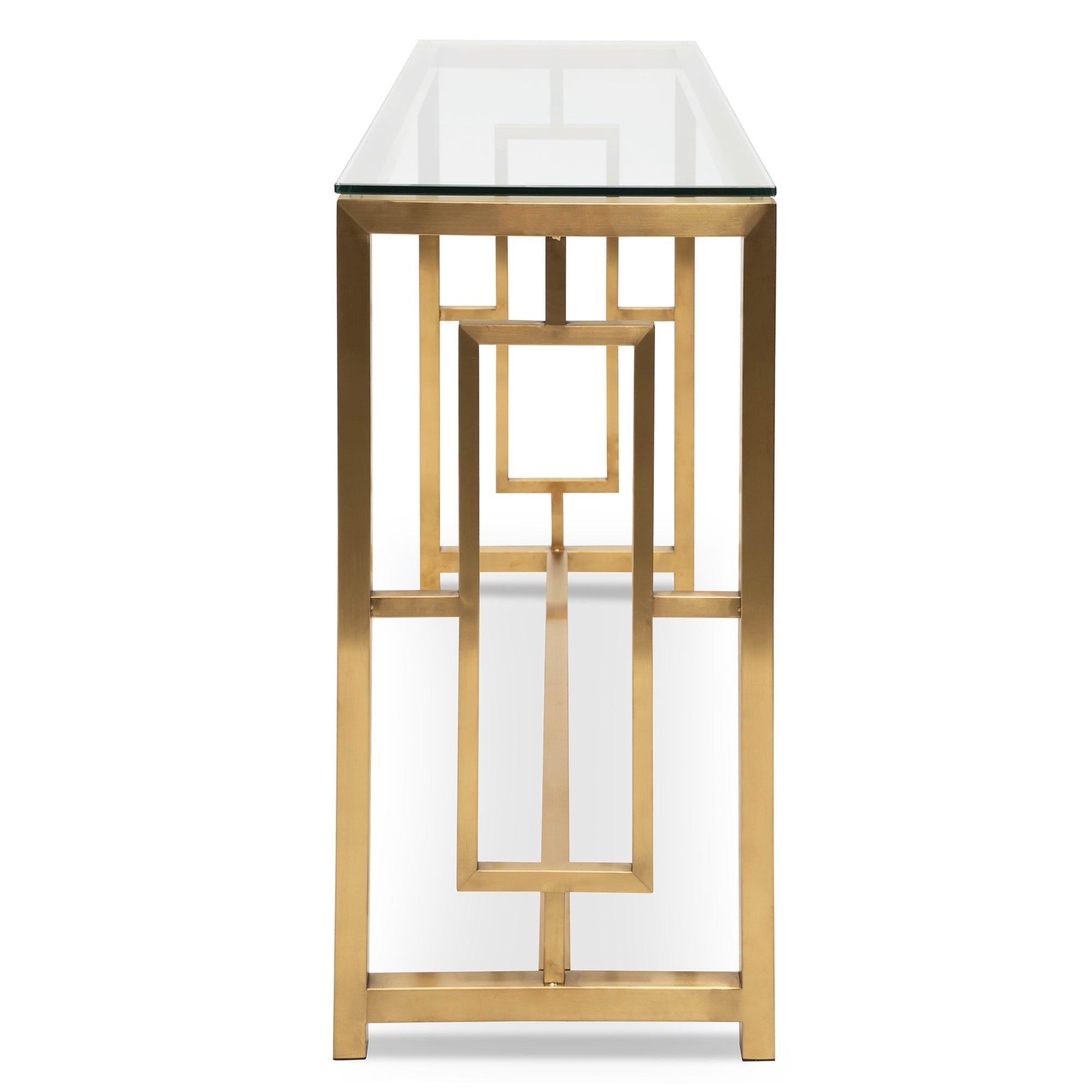 Giovanna Glass Console table - Brushed Gold Base