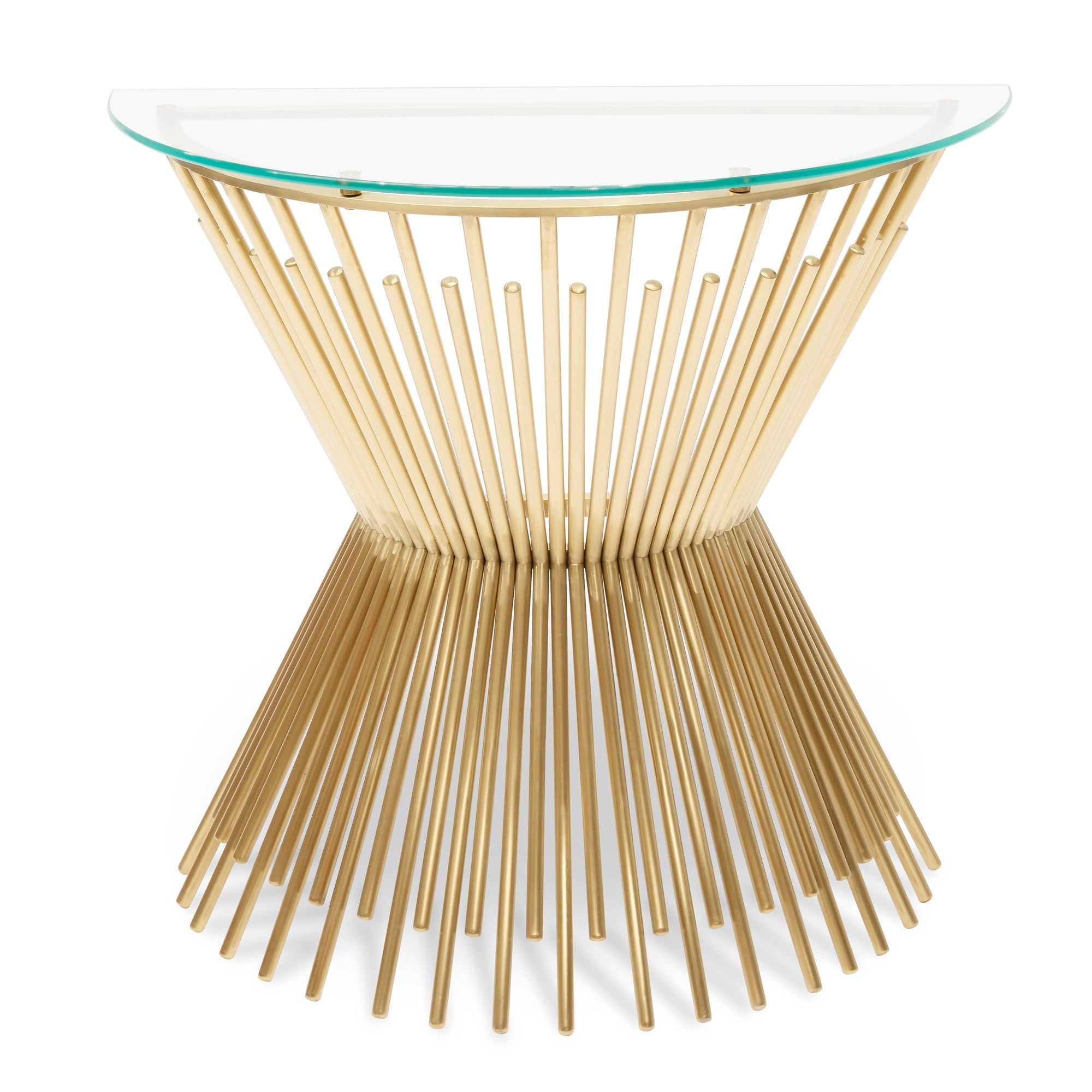 Giovanna Glass Console Table - Brushed Gold Base