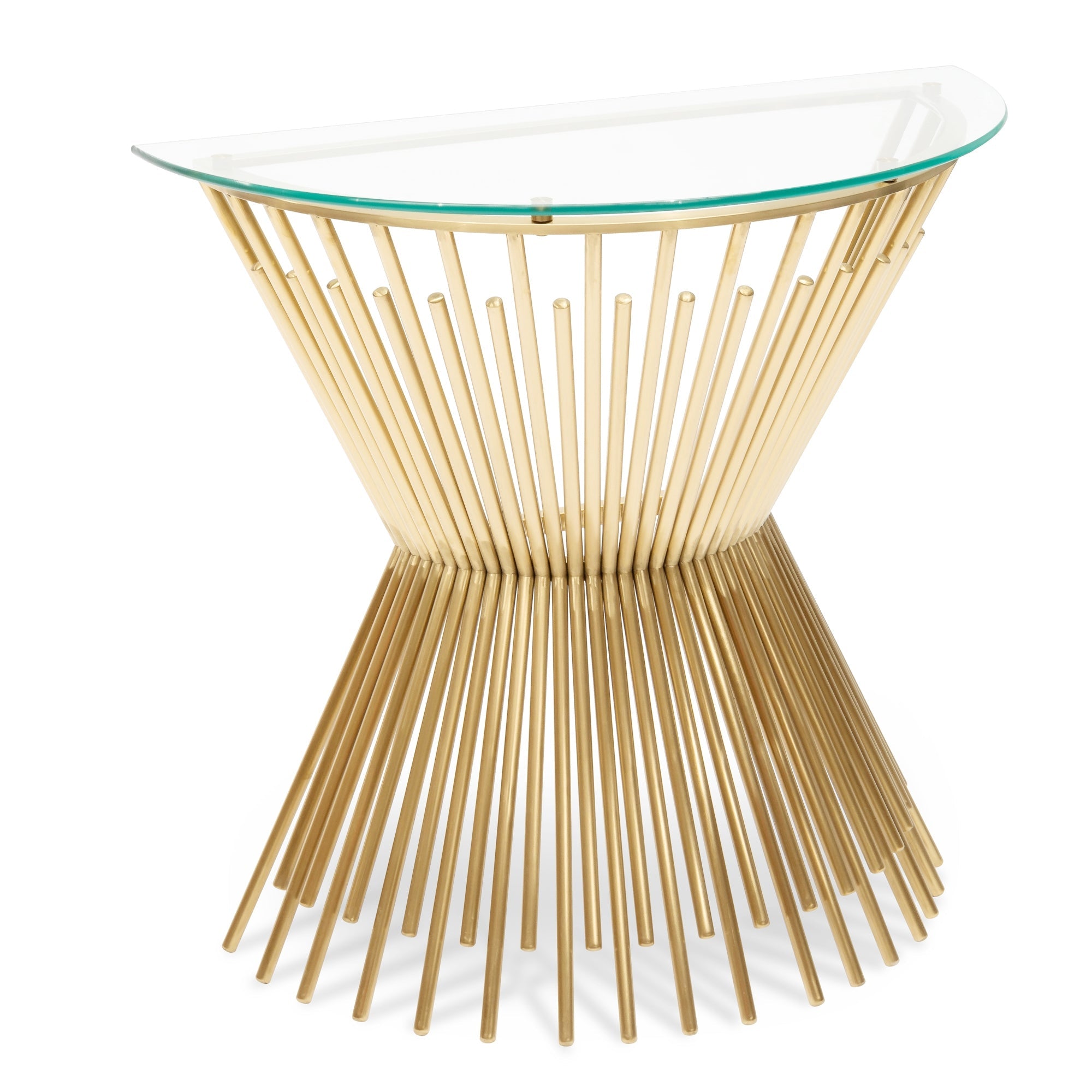 Giovanna Glass Console Table - Brushed Gold Base