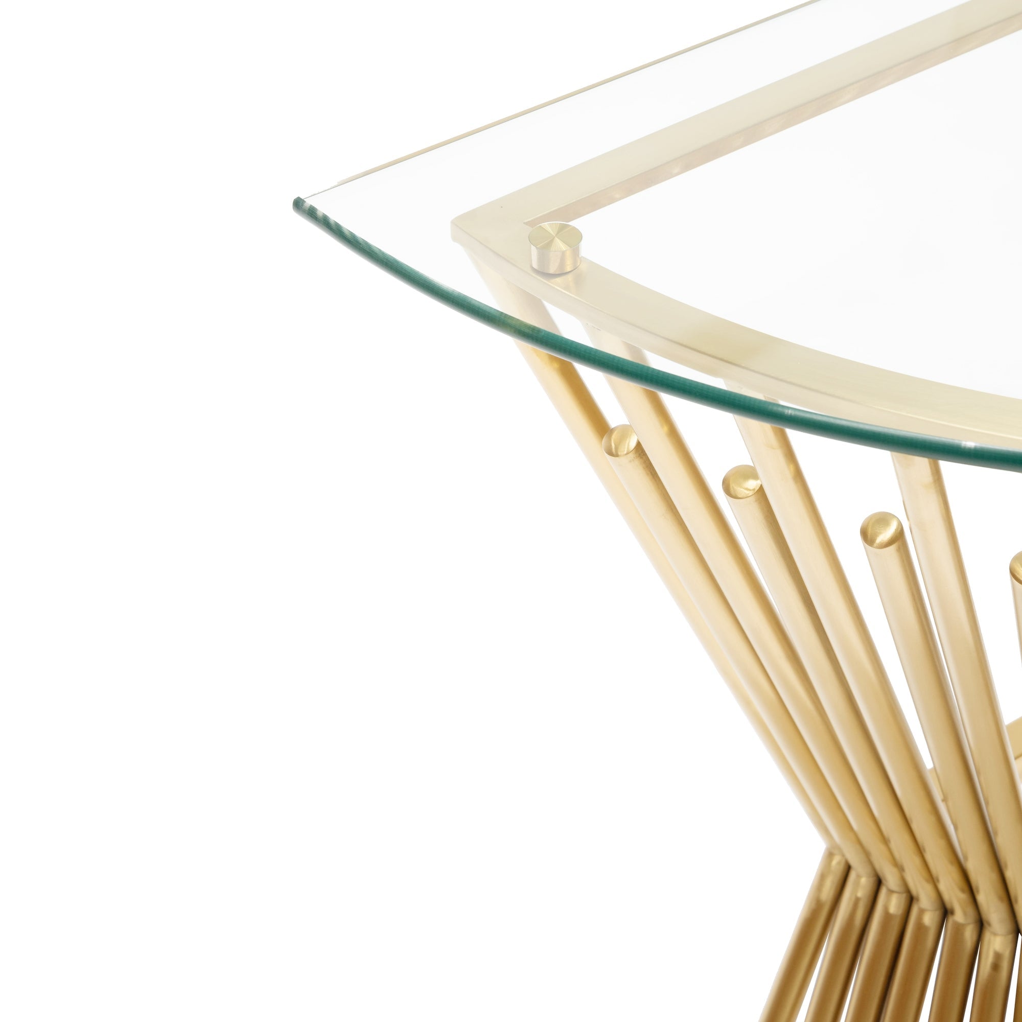 Giovanna Glass Console Table - Brushed Gold Base