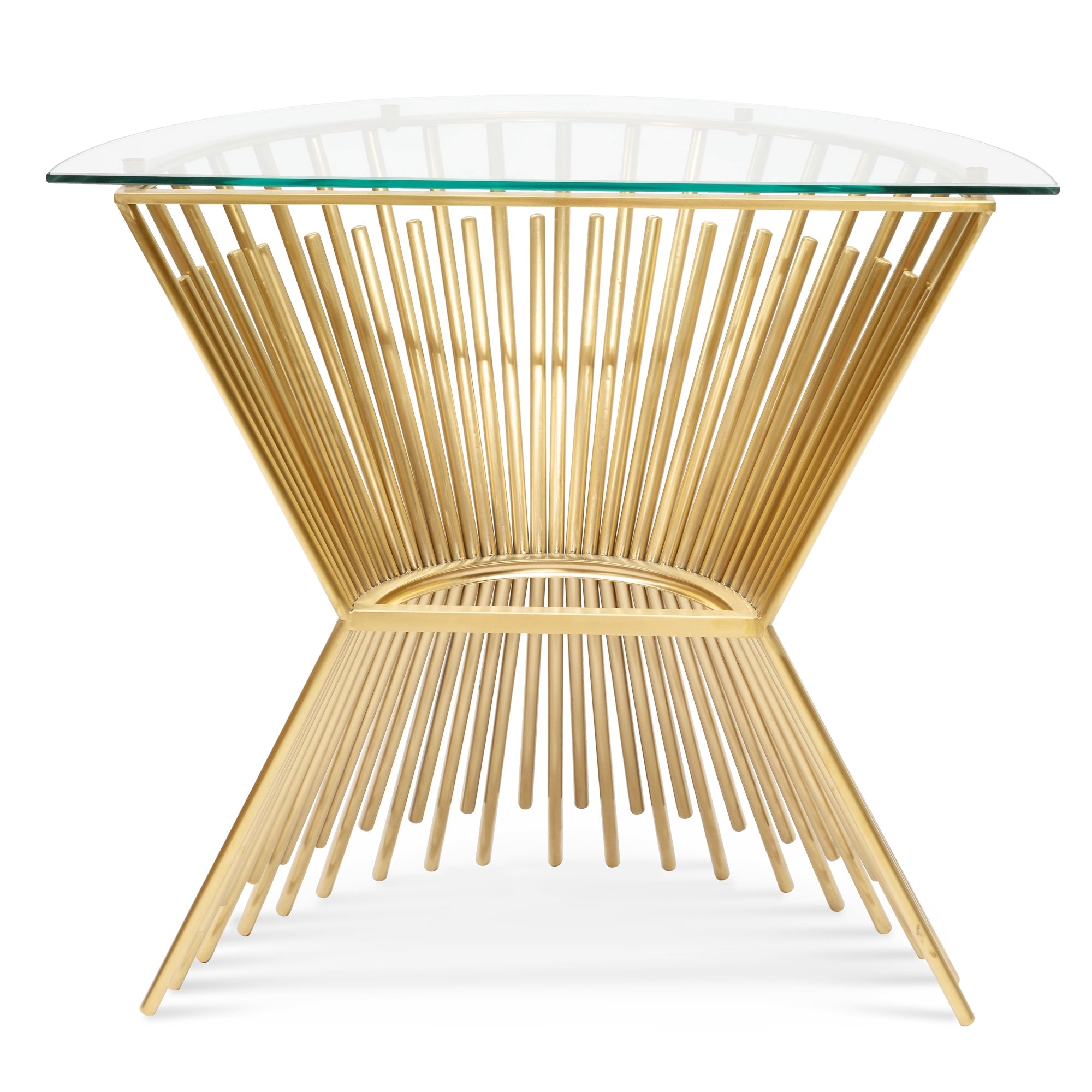 Giovanna Glass Console Table - Brushed Gold Base