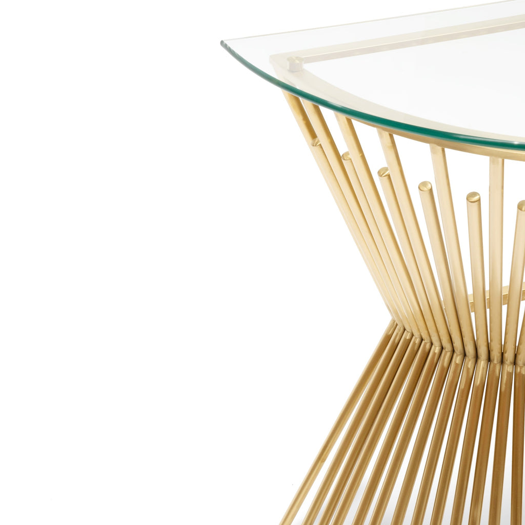 Giovanna Glass Console Table - Brushed Gold Base