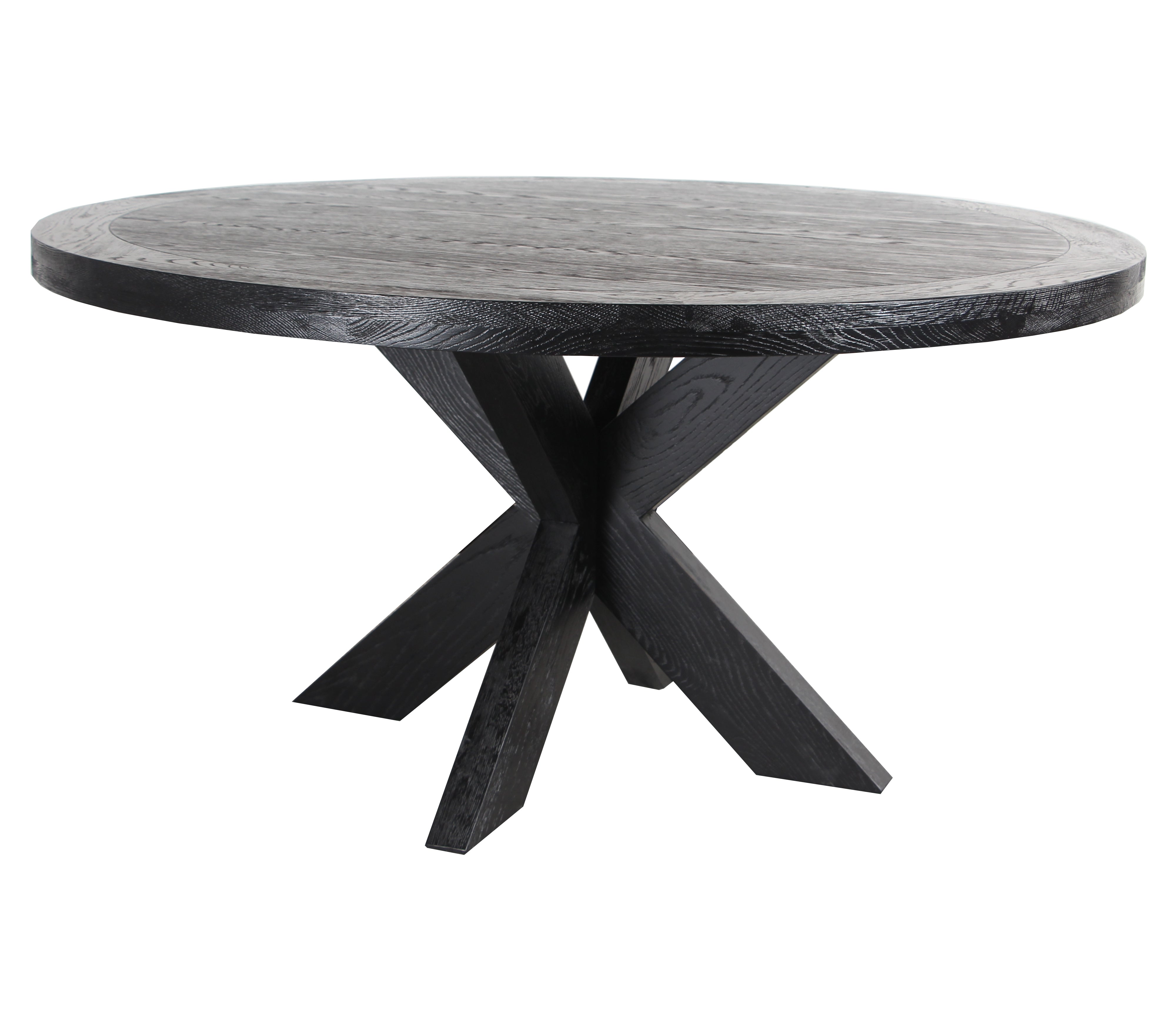 Starburst 1.5m Round Wooden Dining Table - Full Black