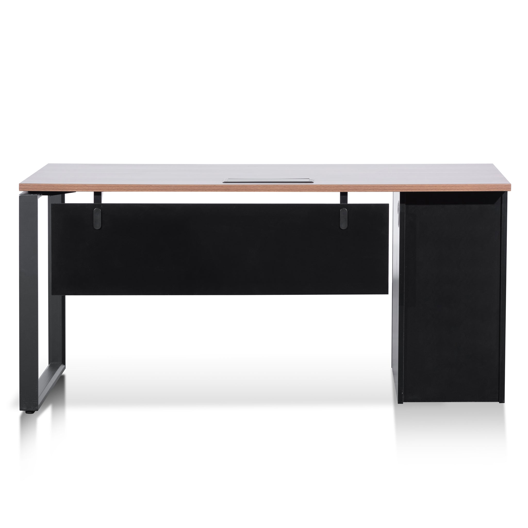 Halo Single Seater Walnut Office Desk - Black Legs