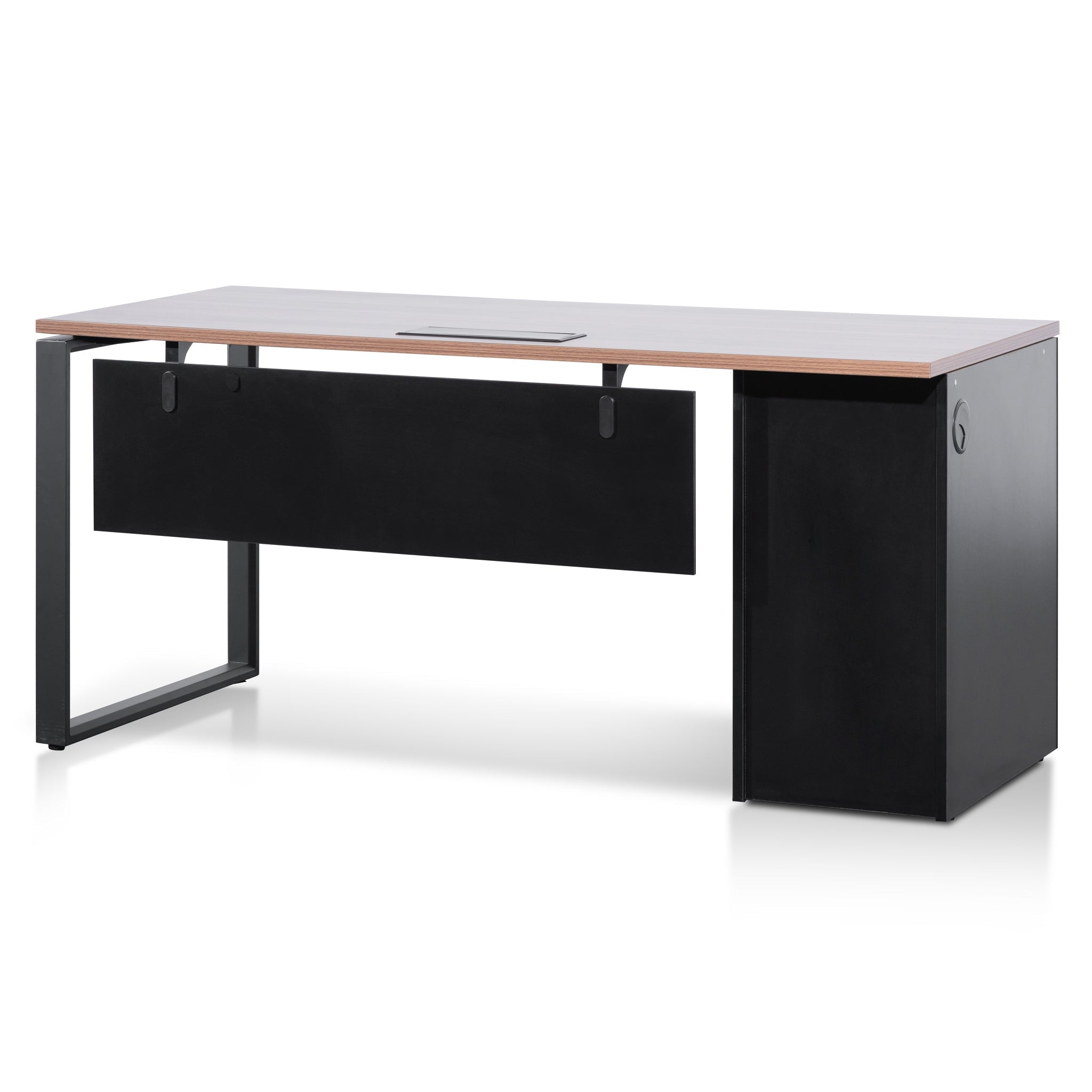 Halo Single Seater Walnut Office Desk - Black Legs