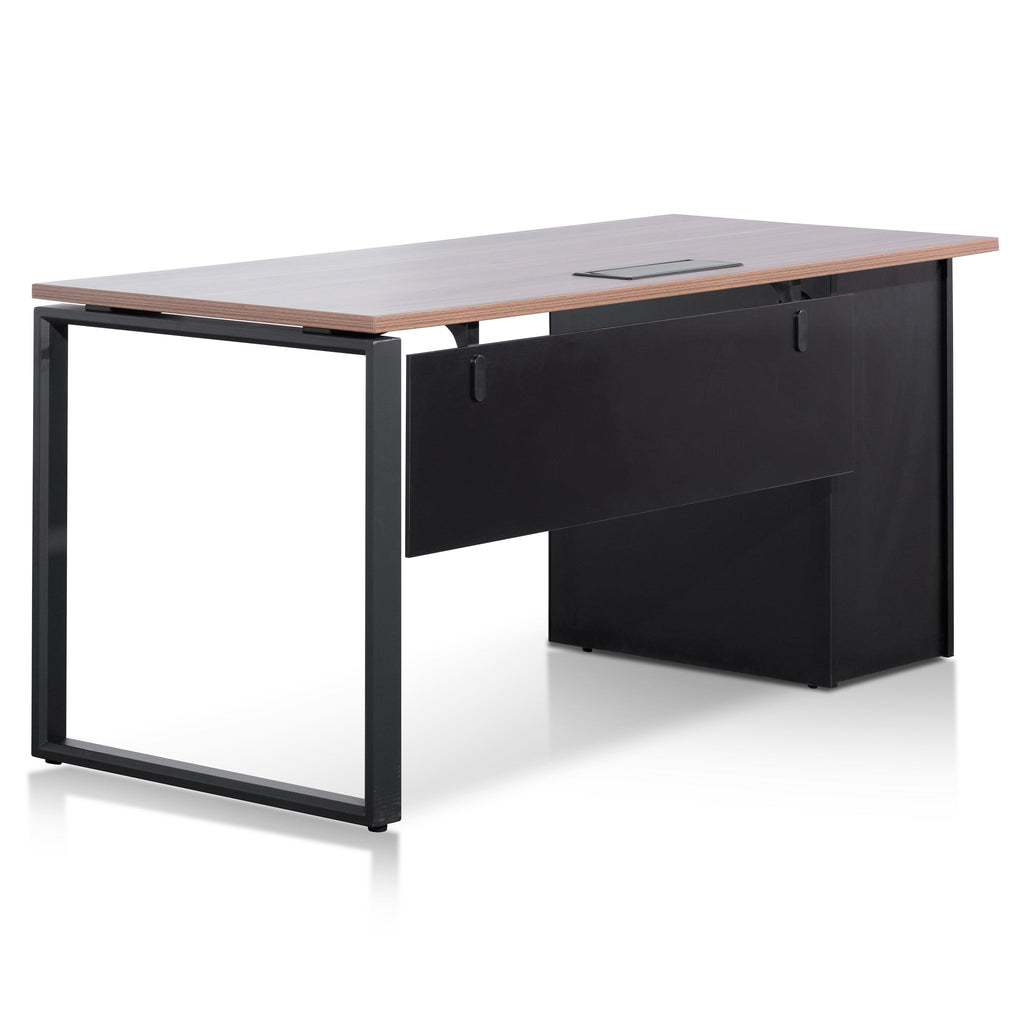 Halo Single Seater Walnut Office Desk - Black Legs