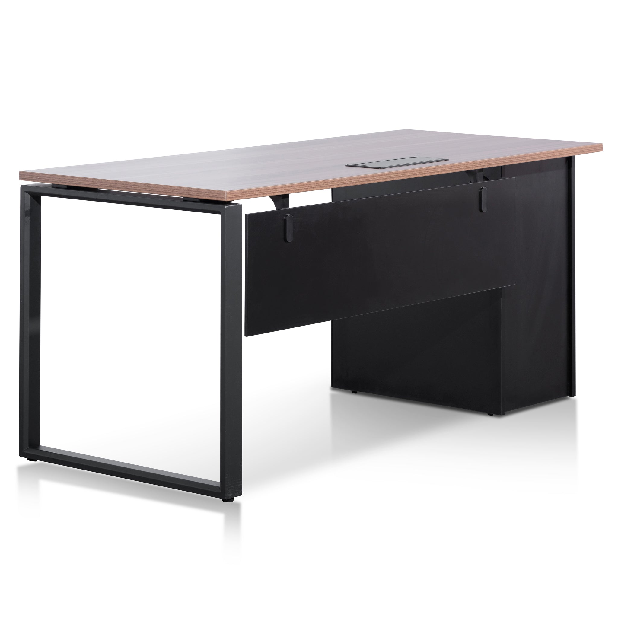 Halo Single Seater Walnut Office Desk - Black Legs