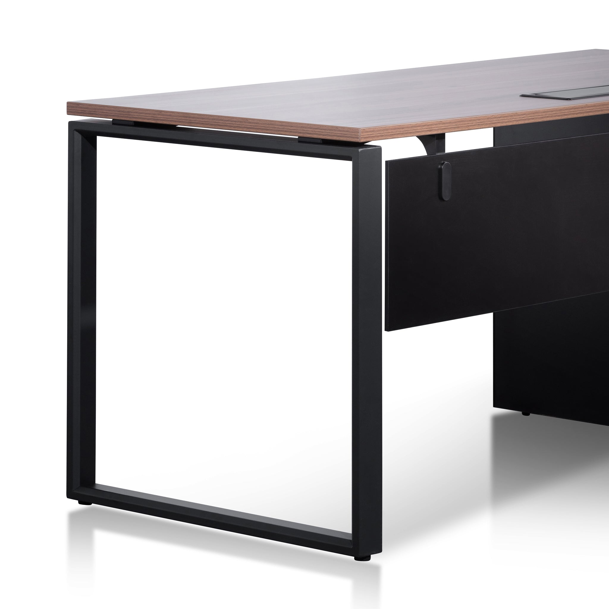 Halo Single Seater Walnut Office Desk - Black Legs