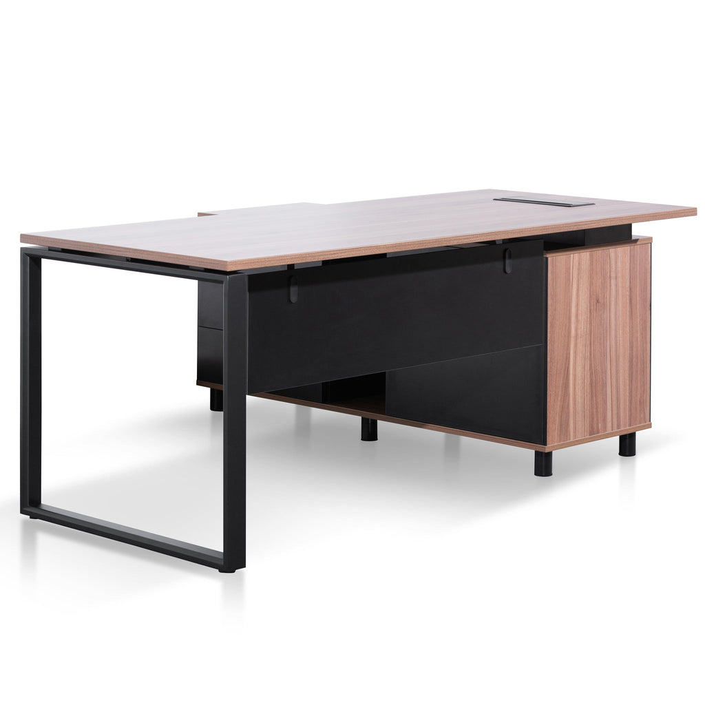 Lara 1.8m Executive Desk Left Return with Black Legs - Walnut