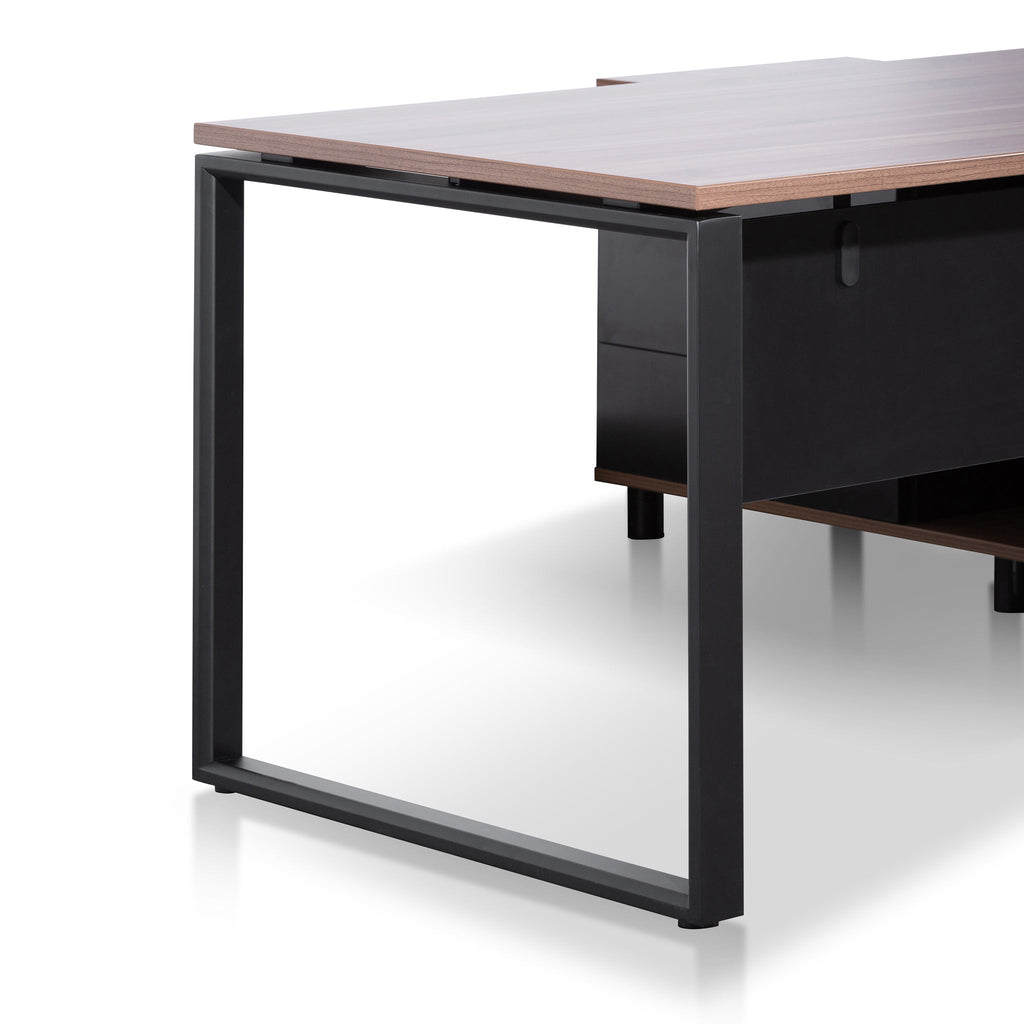 Lara 1.8m Executive Desk Left Return with Black Legs - Walnut