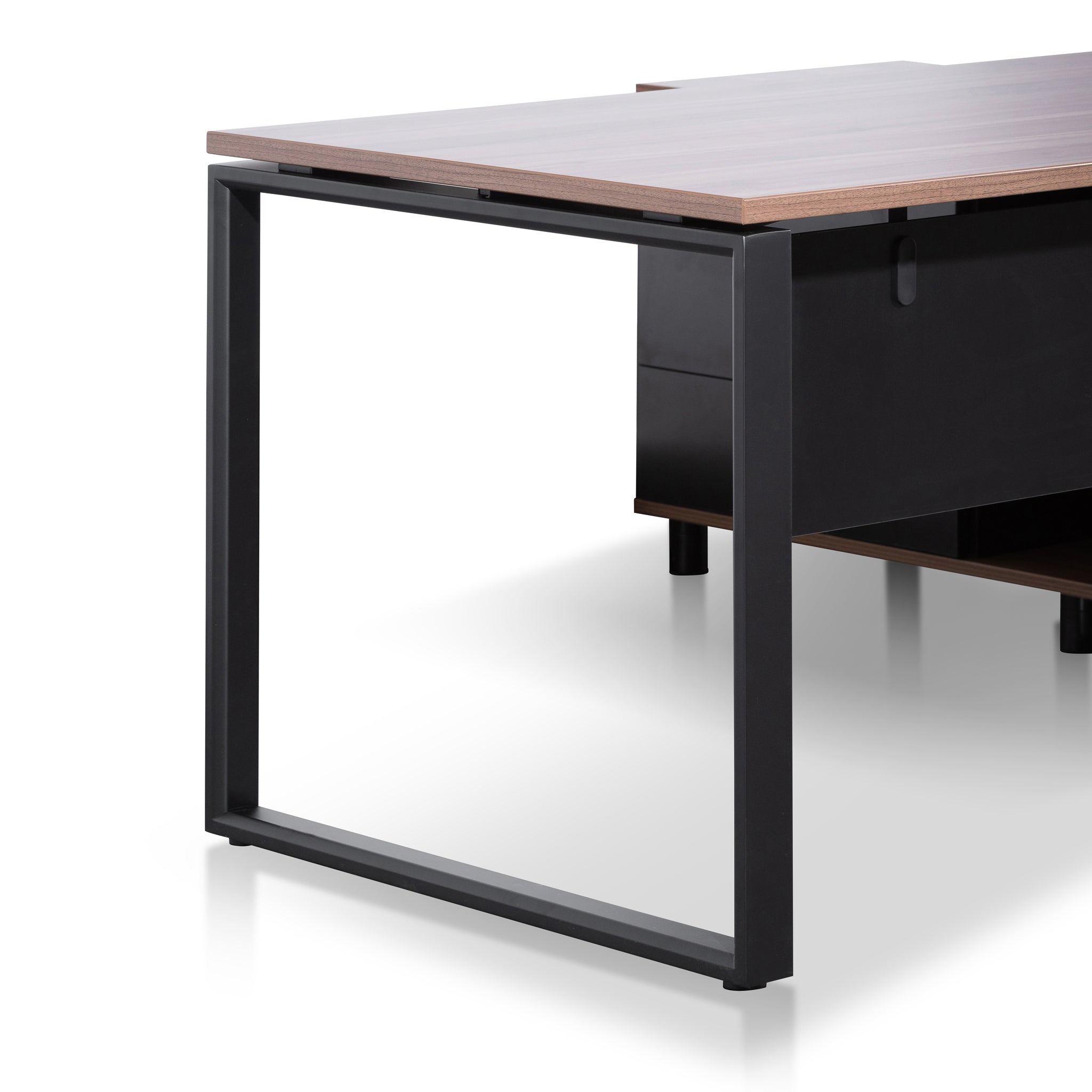 Lara 1.8m Executive Desk Left Return with Black Legs - Walnut