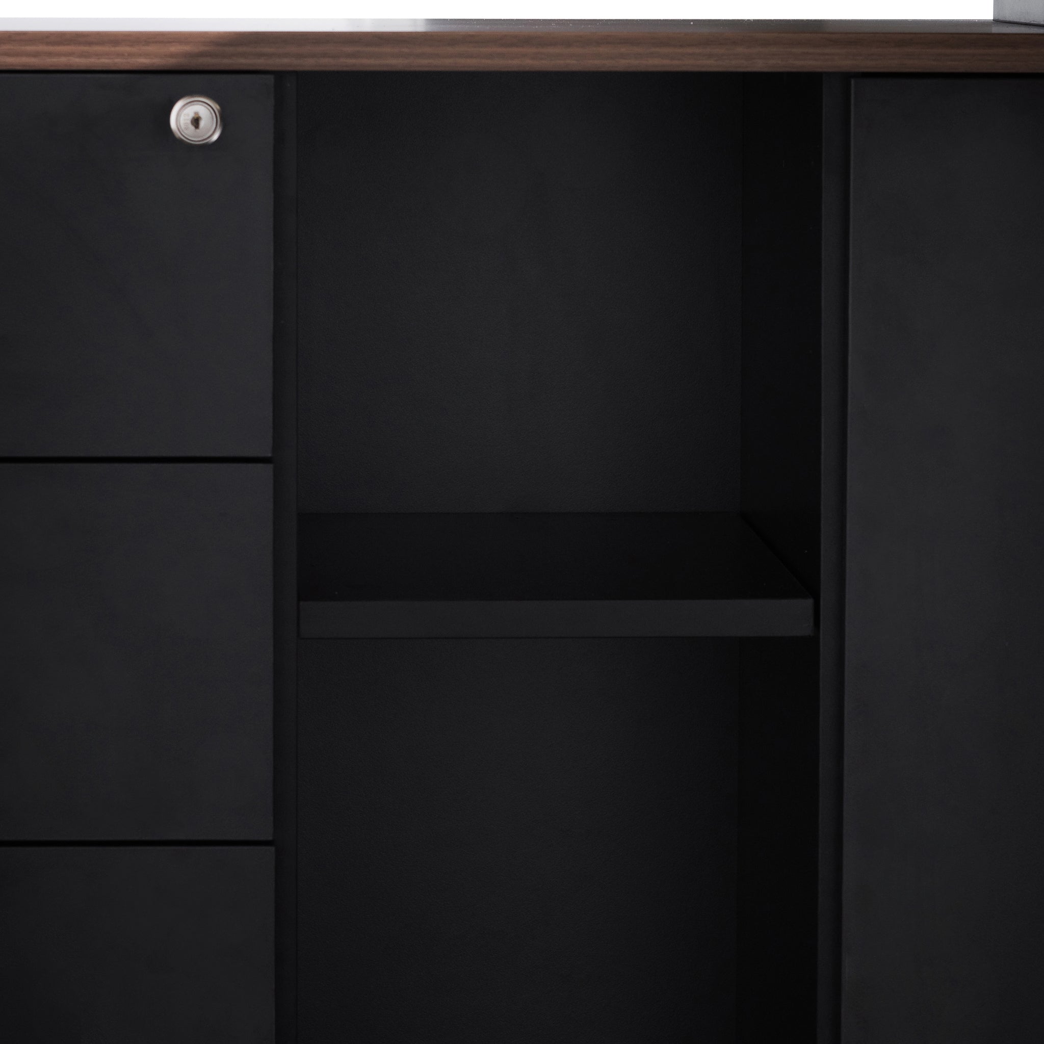 Lara 1.8m Executive Desk Left Return with Black Legs - Walnut