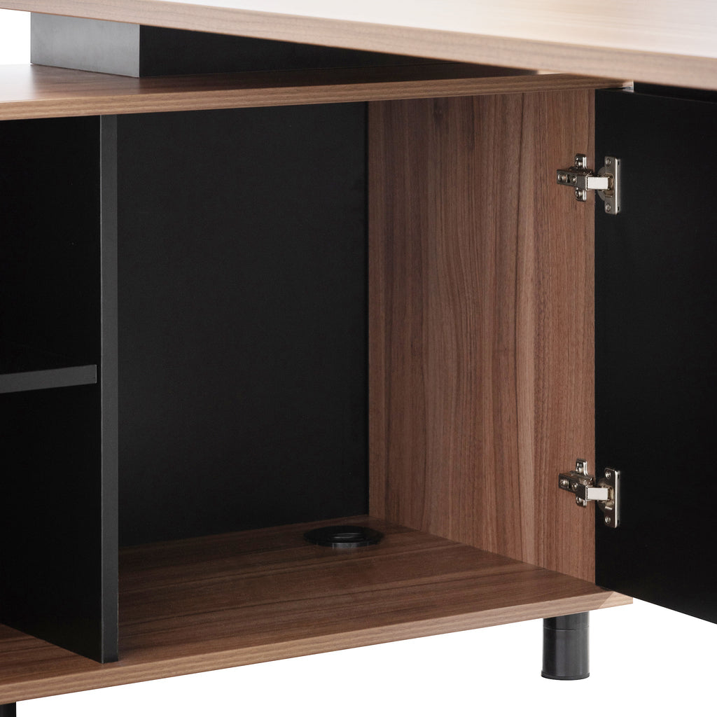 Lara 1.8m Executive Desk Left Return with Black Legs - Walnut