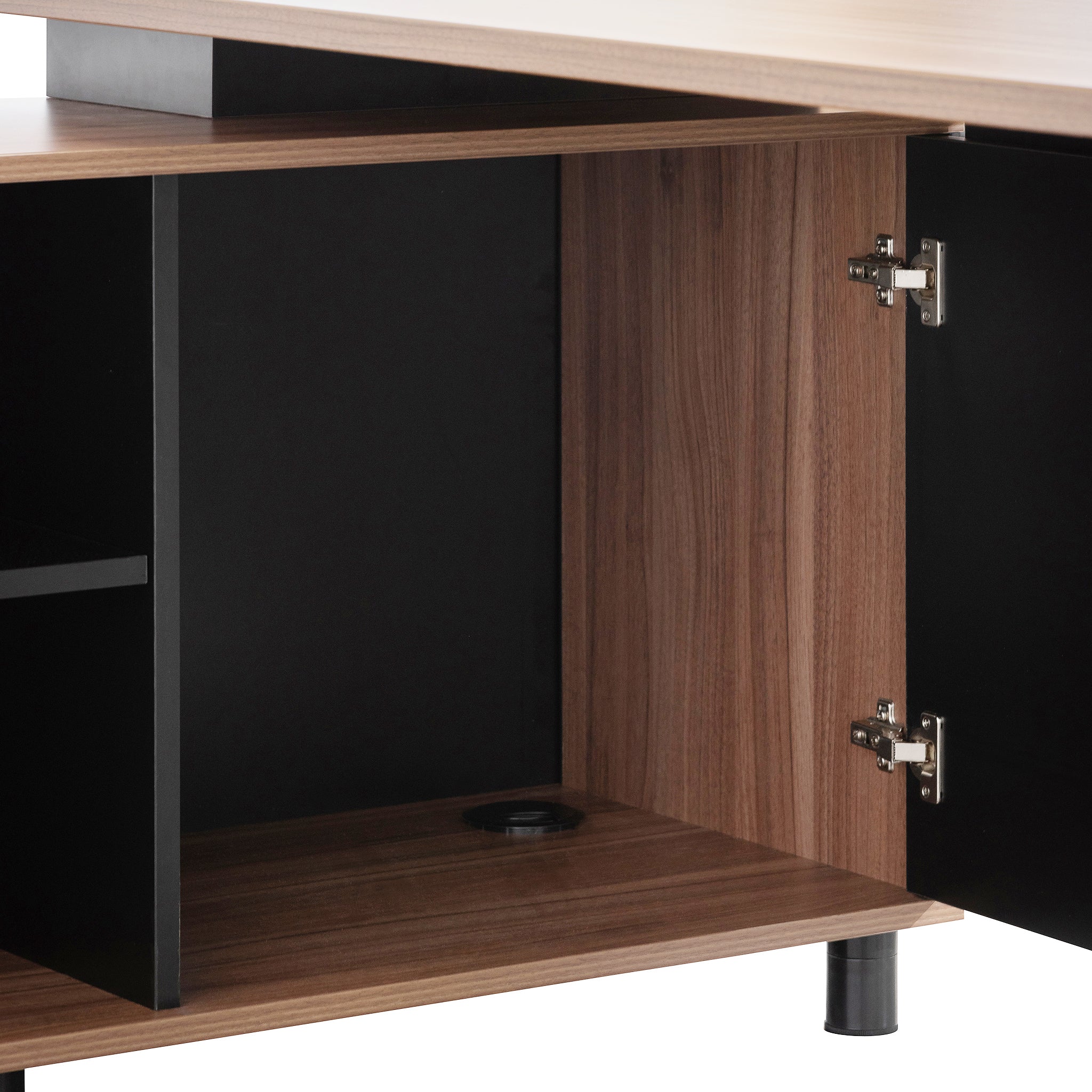 Lara 1.8m Executive Desk Left Return with Black Legs - Walnut