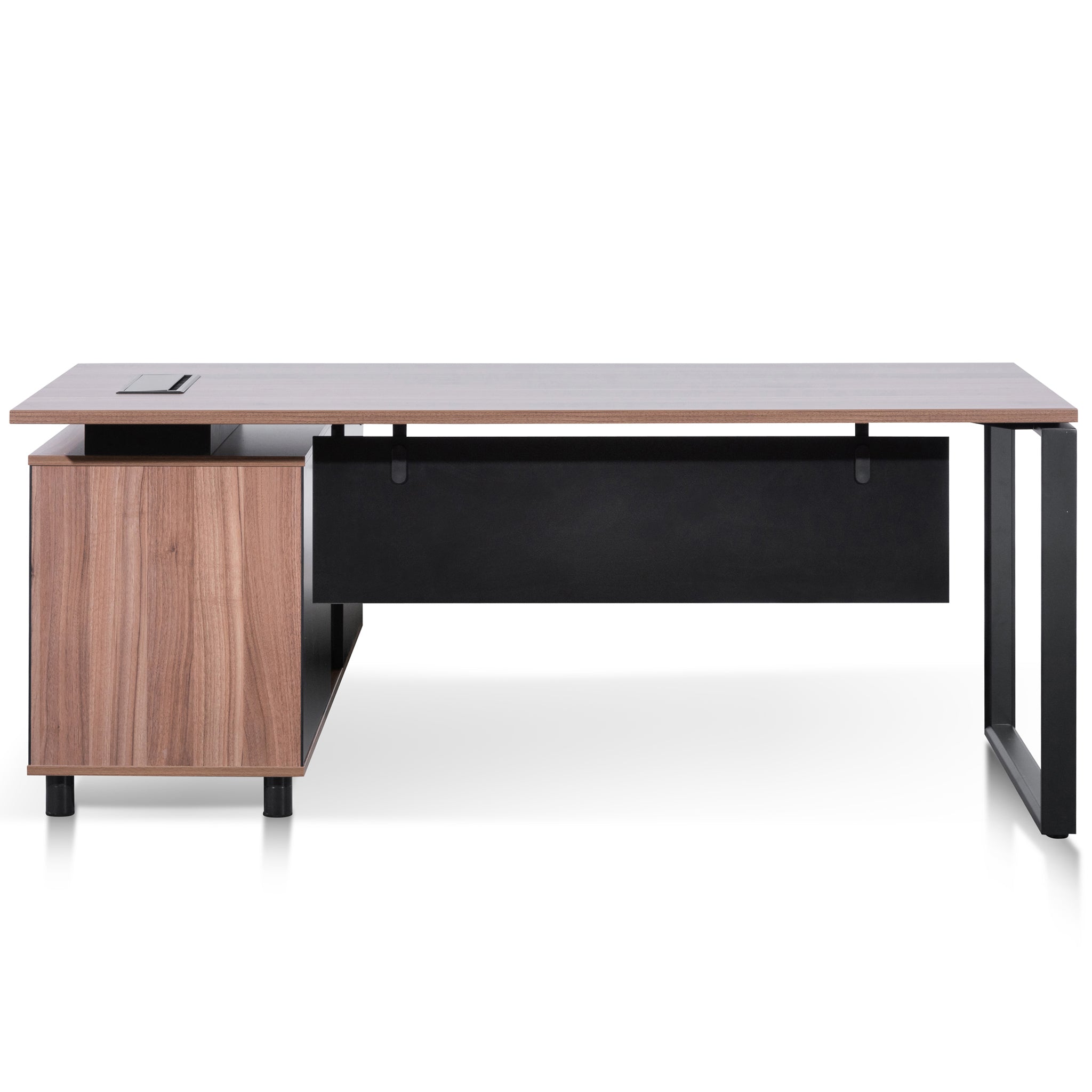 Lara 1.8m Executive Desk Right Return with Black Legs - Walnut