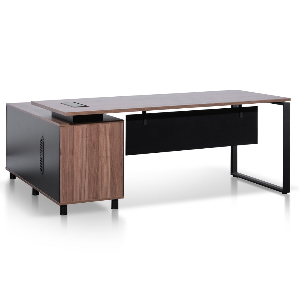 Lara 1.8m Executive Desk Right Return with Black Legs - Walnut
