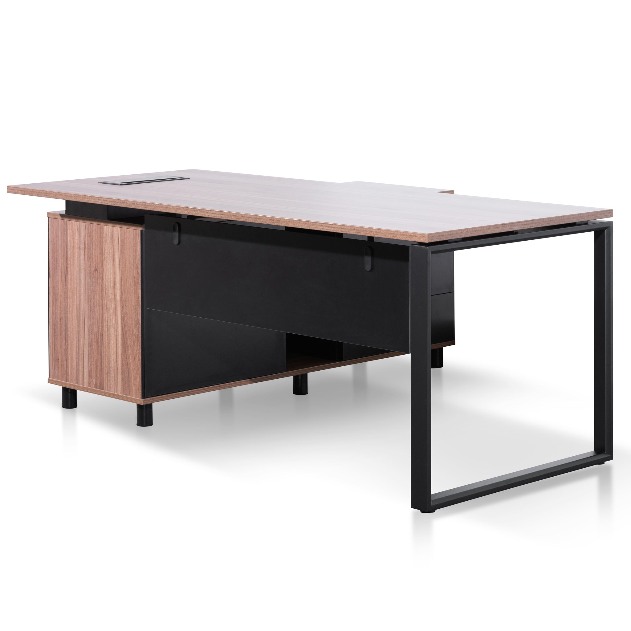 Lara 1.8m Executive Desk Right Return with Black Legs - Walnut
