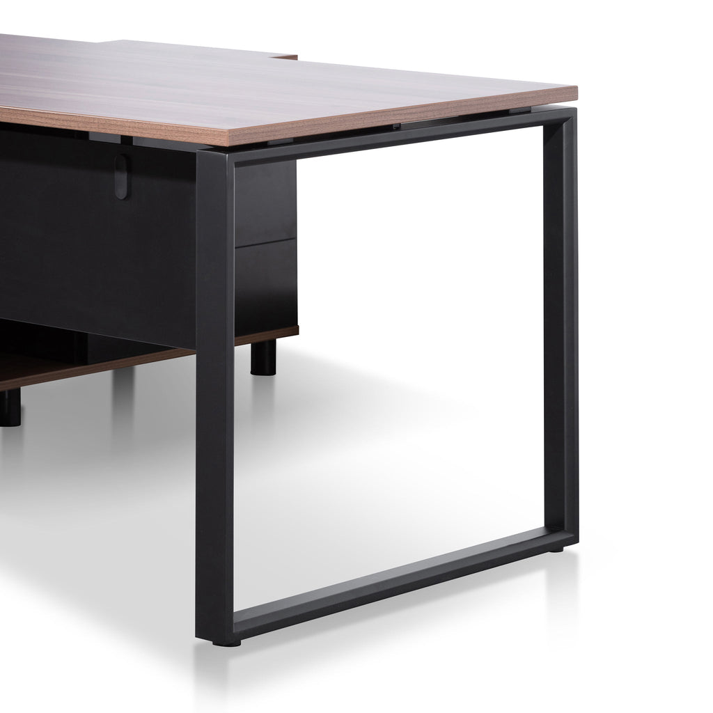 Lara 1.8m Executive Desk Right Return with Black Legs - Walnut