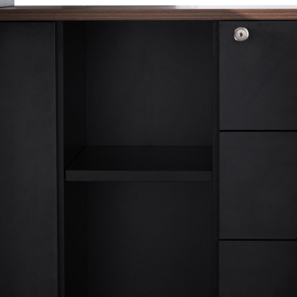 Lara 1.8m Executive Desk Right Return with Black Legs - Walnut