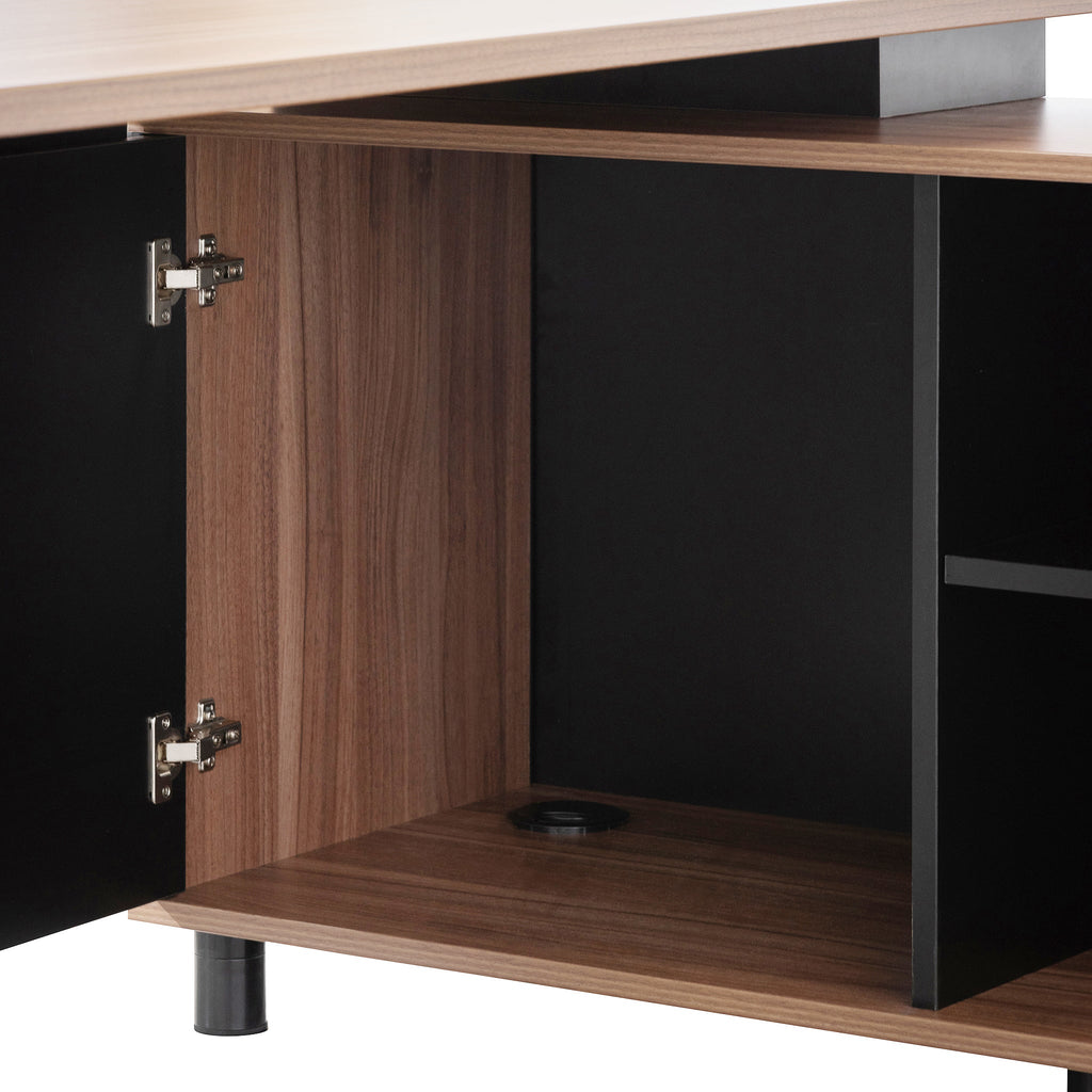 Lara 1.8m Executive Desk Right Return with Black Legs - Walnut