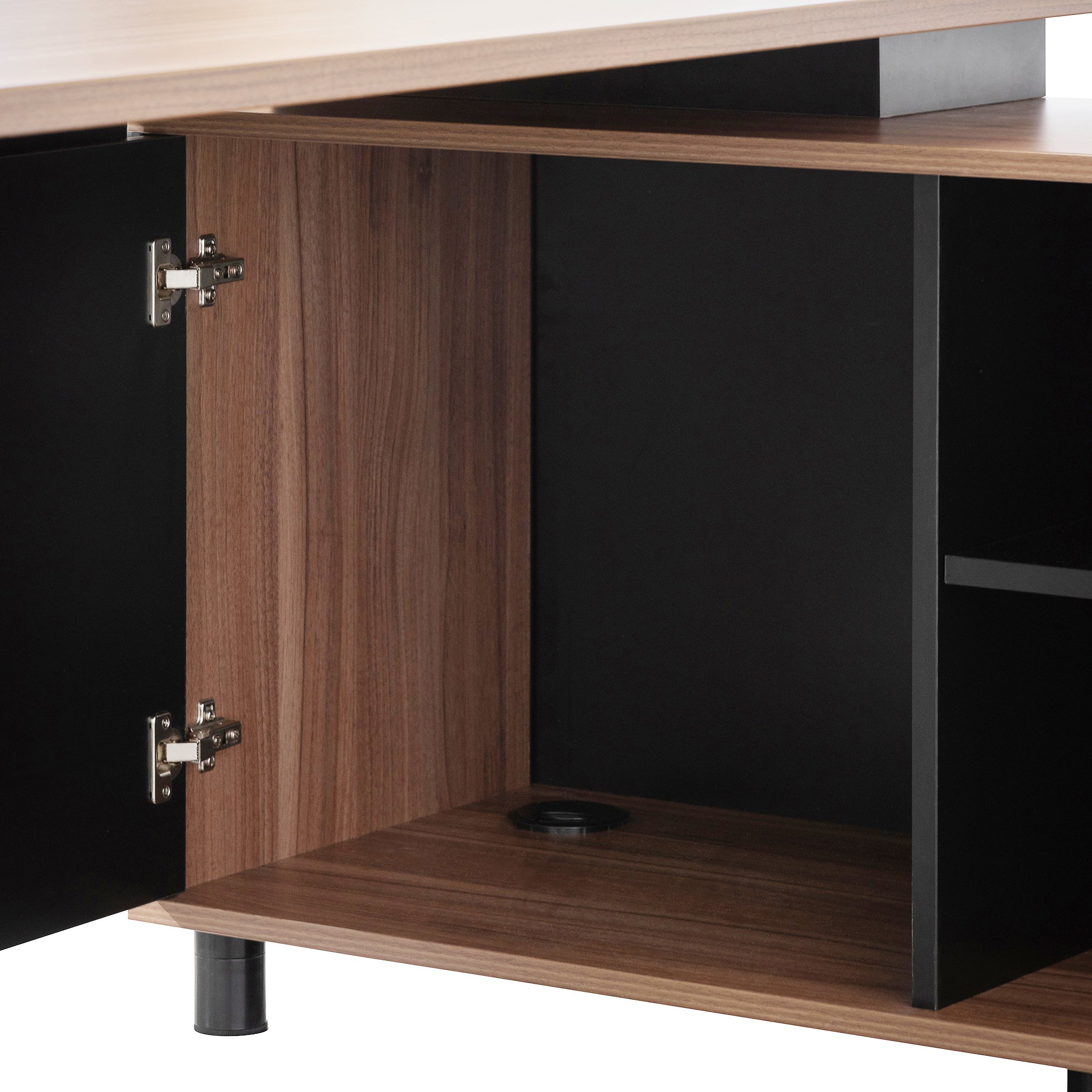 Lara 1.8m Executive Desk Right Return with Black Legs - Walnut