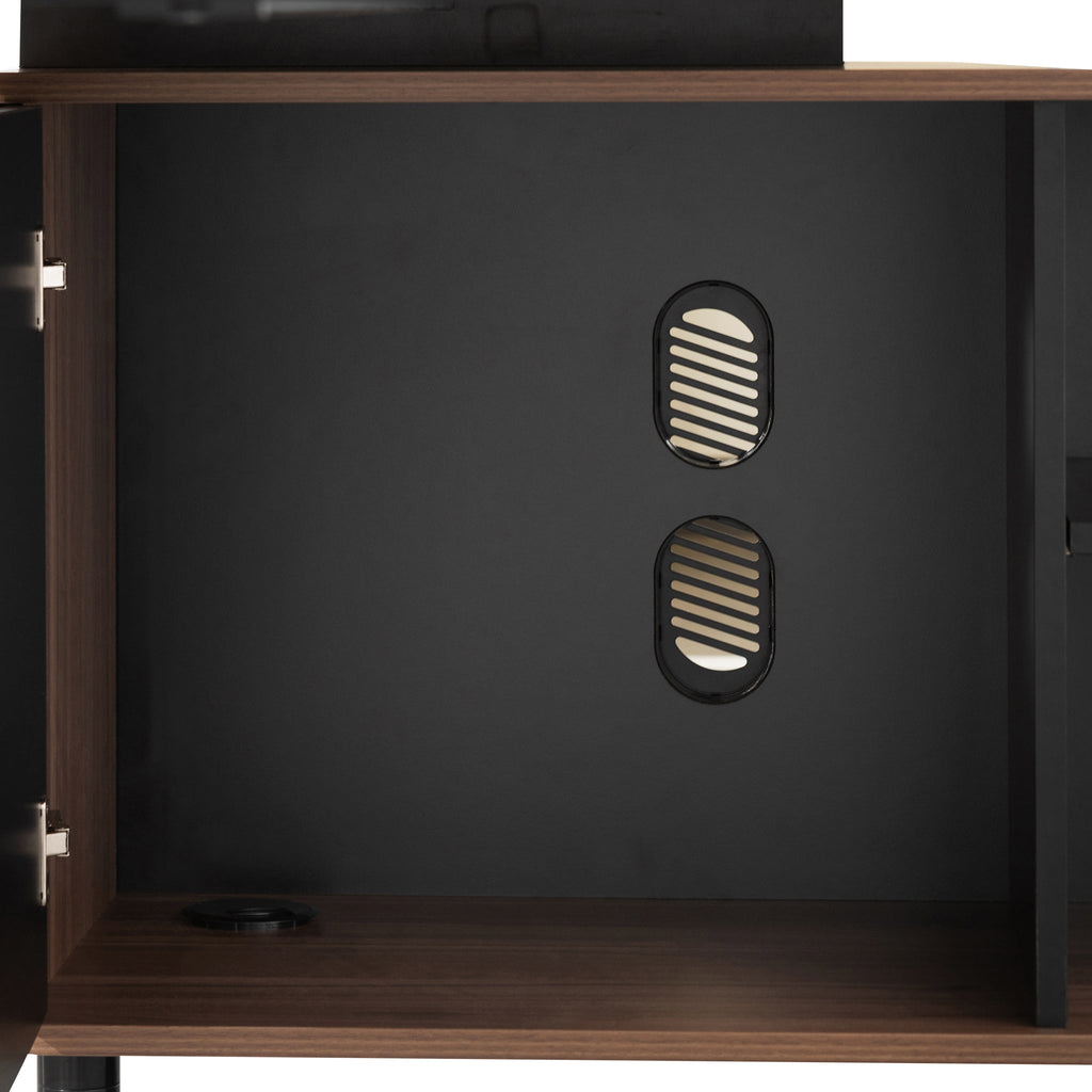 Lara 1.8m Executive Desk Right Return with Black Legs - Walnut