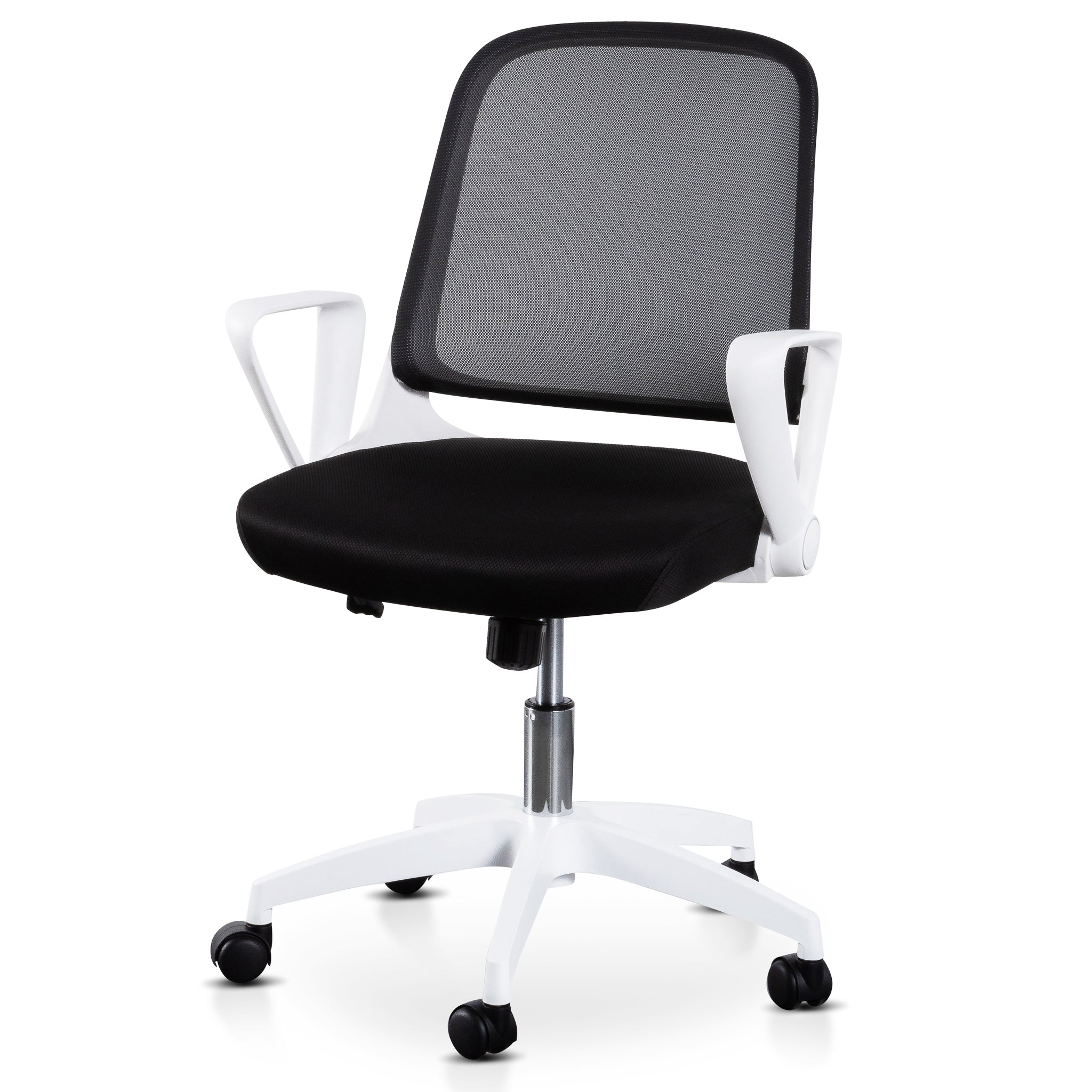 Heston Black Office Chair - White Arm and Base