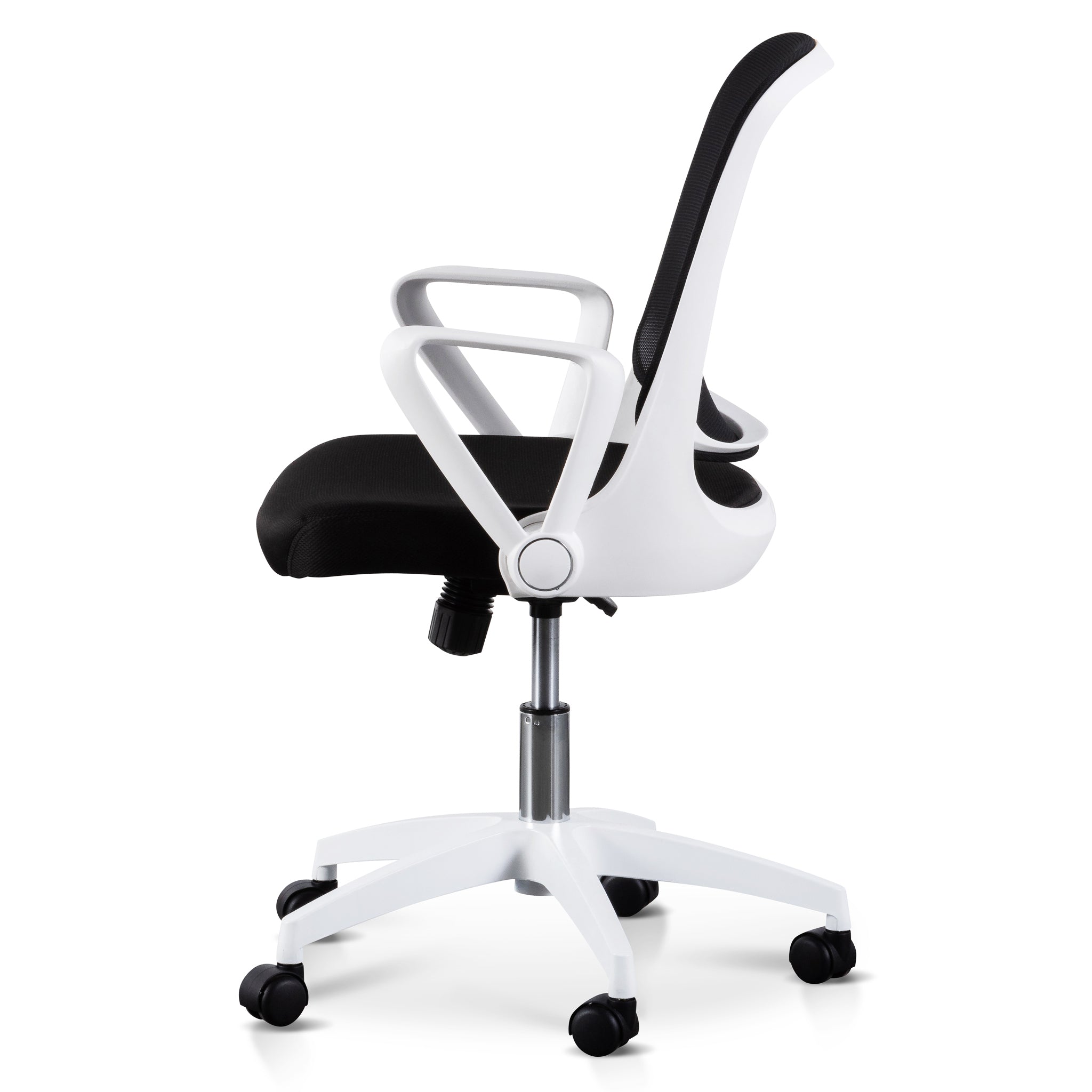 Heston Black Office Chair - White Arm and Base