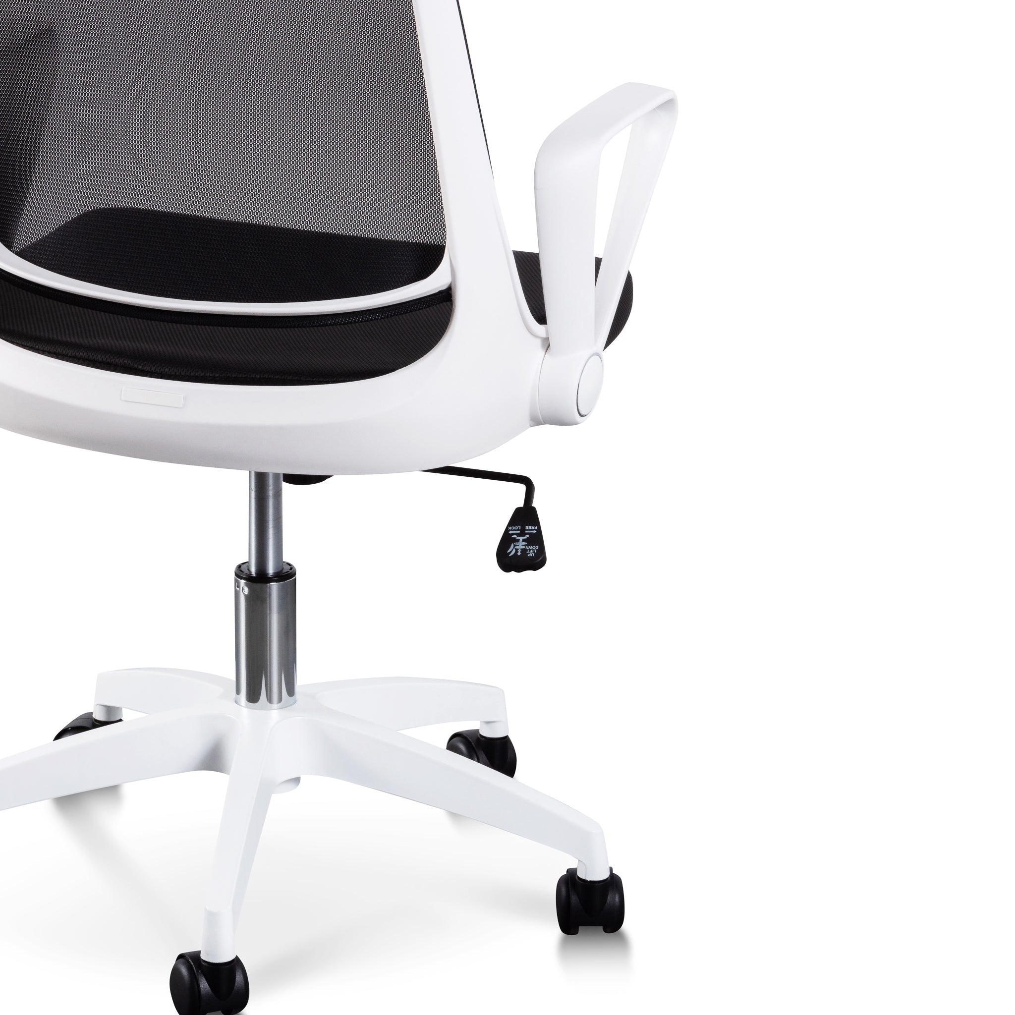 Heston Black Office Chair - White Arm and Base