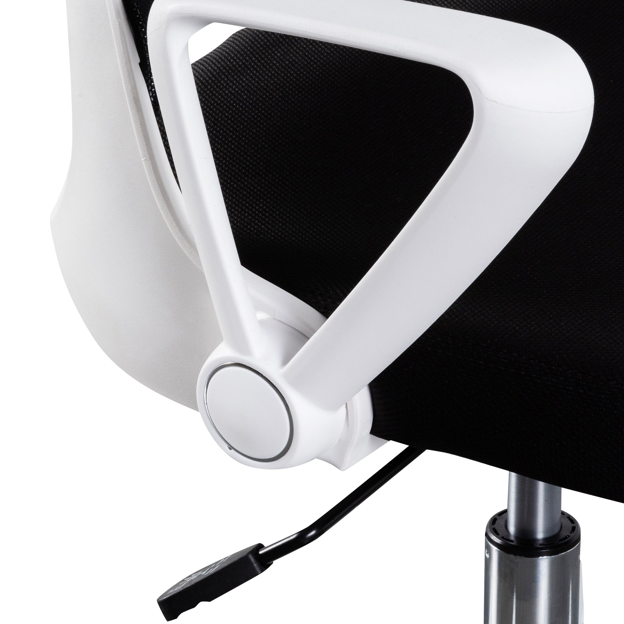 Heston Black Office Chair - White Arm and Base