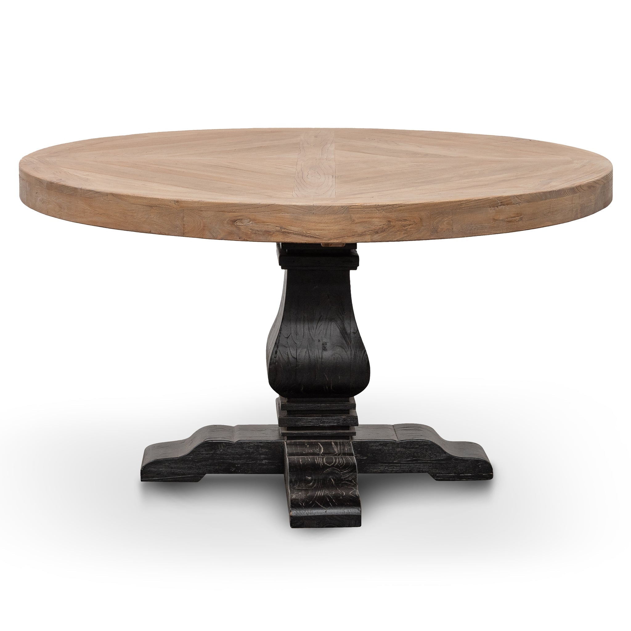 CDT6067 Natural Wooden Round Dining Table - Black Base