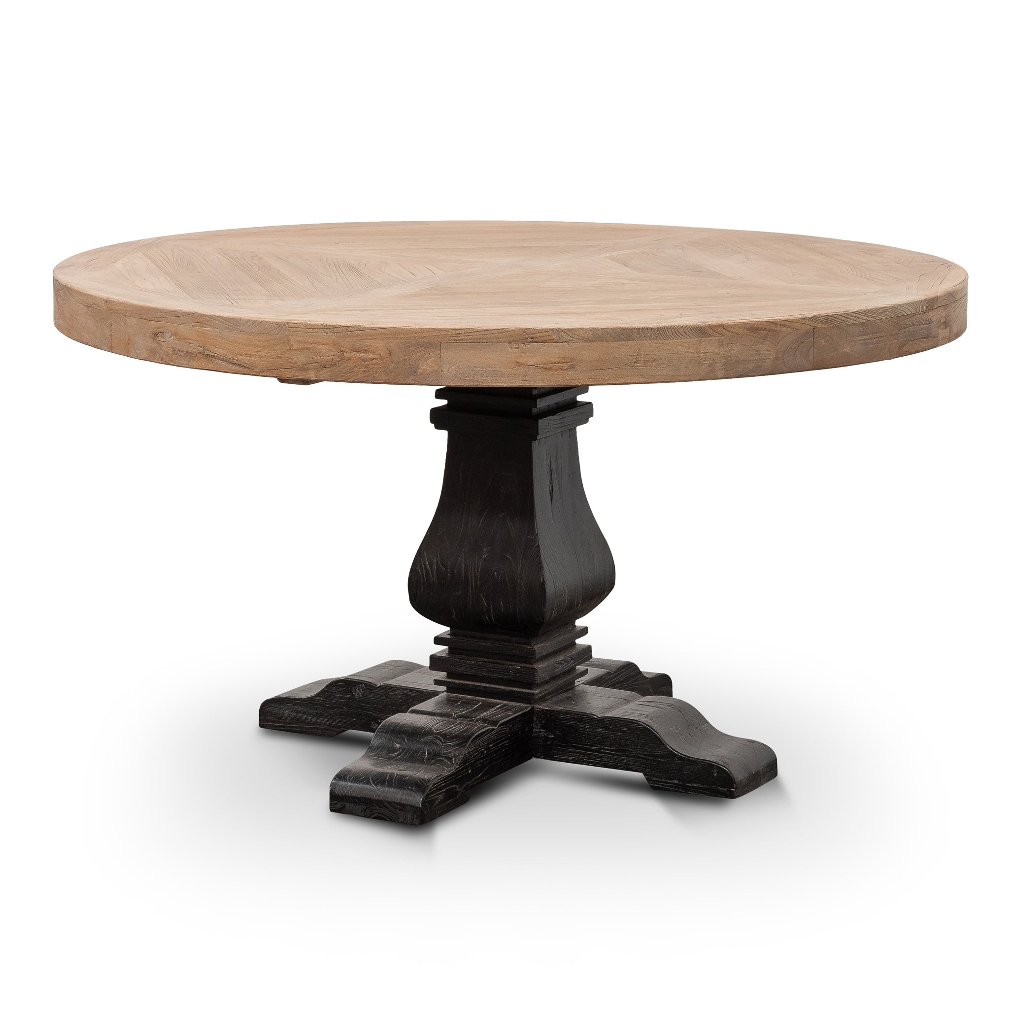 CDT6067 Natural Wooden Round Dining Table - Black Base