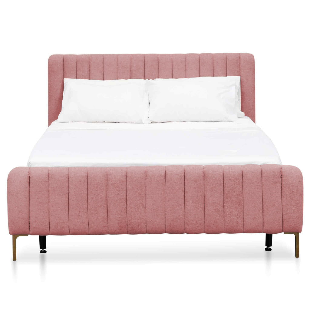 Korey Queen Sized Bed Frame - Blush Peach Velvet