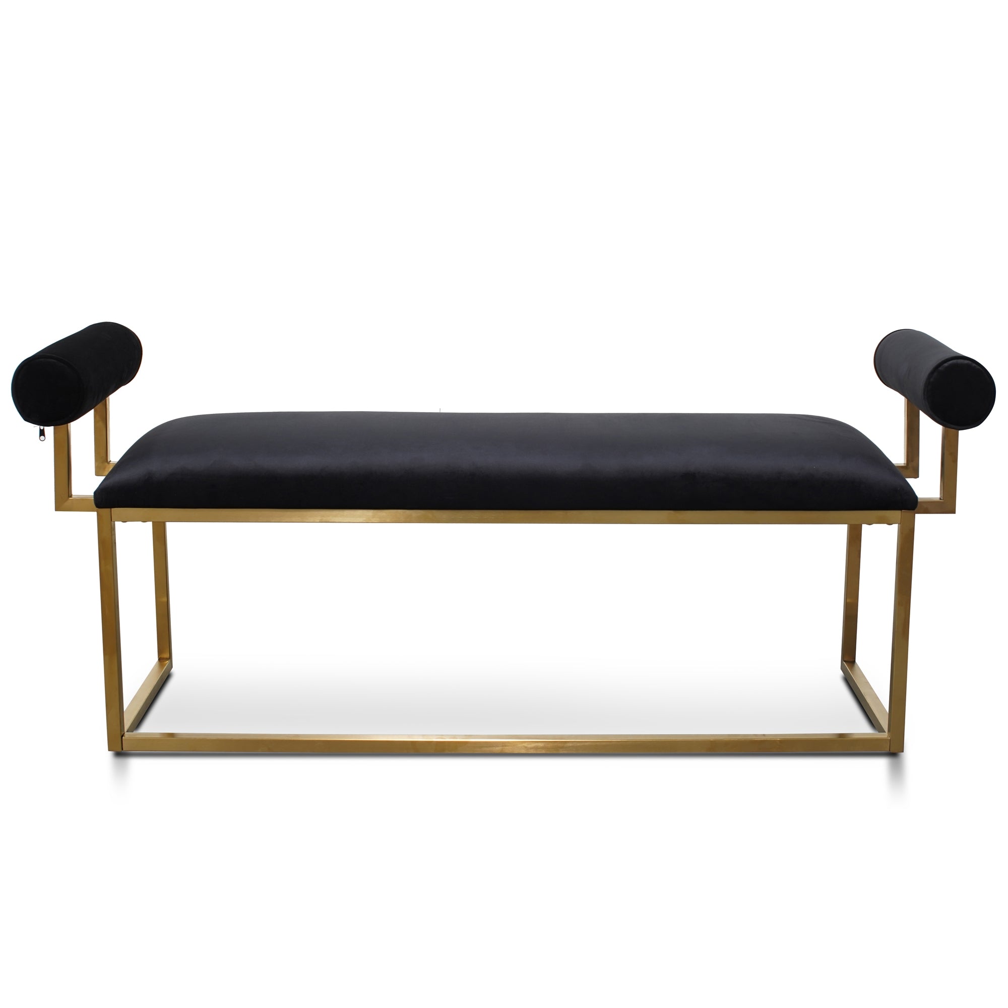 CLC2620-BS Bench In Black Velvet - Brushed Gold Base