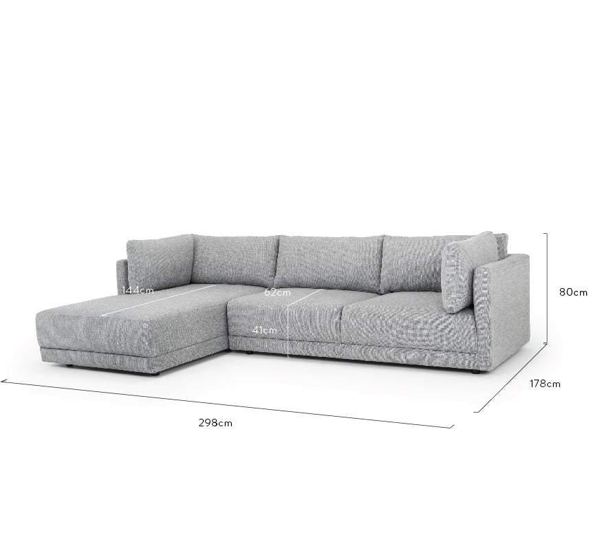 Troy 3 Seater Left Chaise Sofa - Graphite Grey