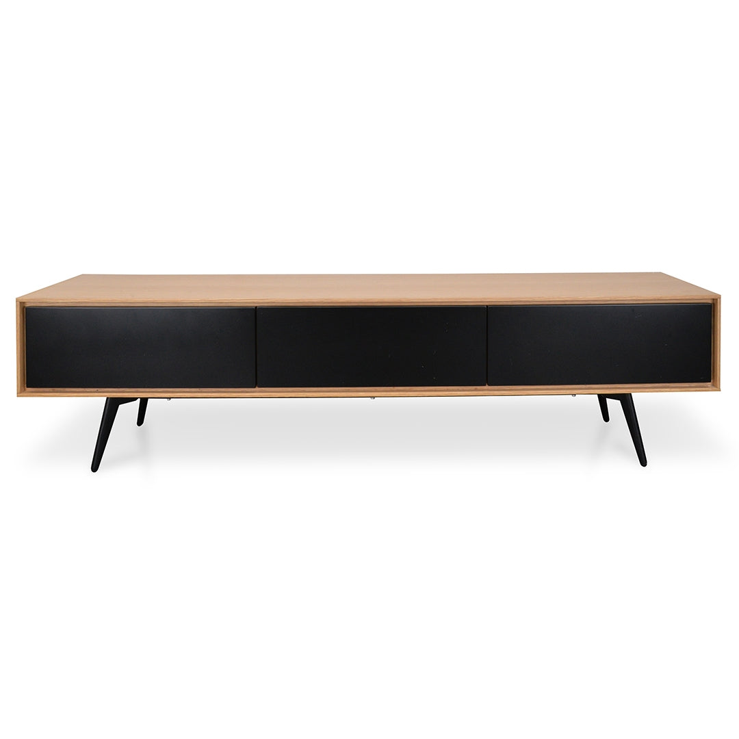 Liam TV Unit With Black Drawers - Natural