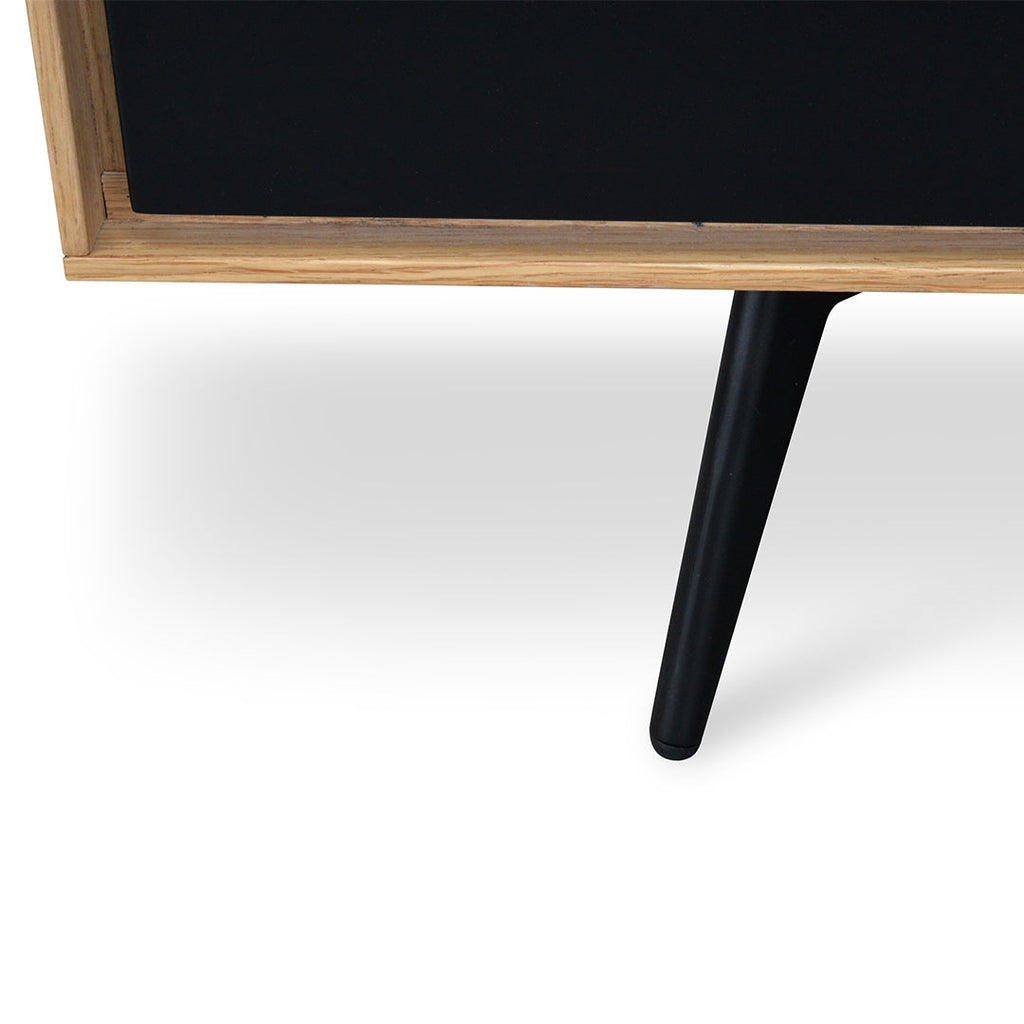 Liam TV Unit With Black Drawers - Natural